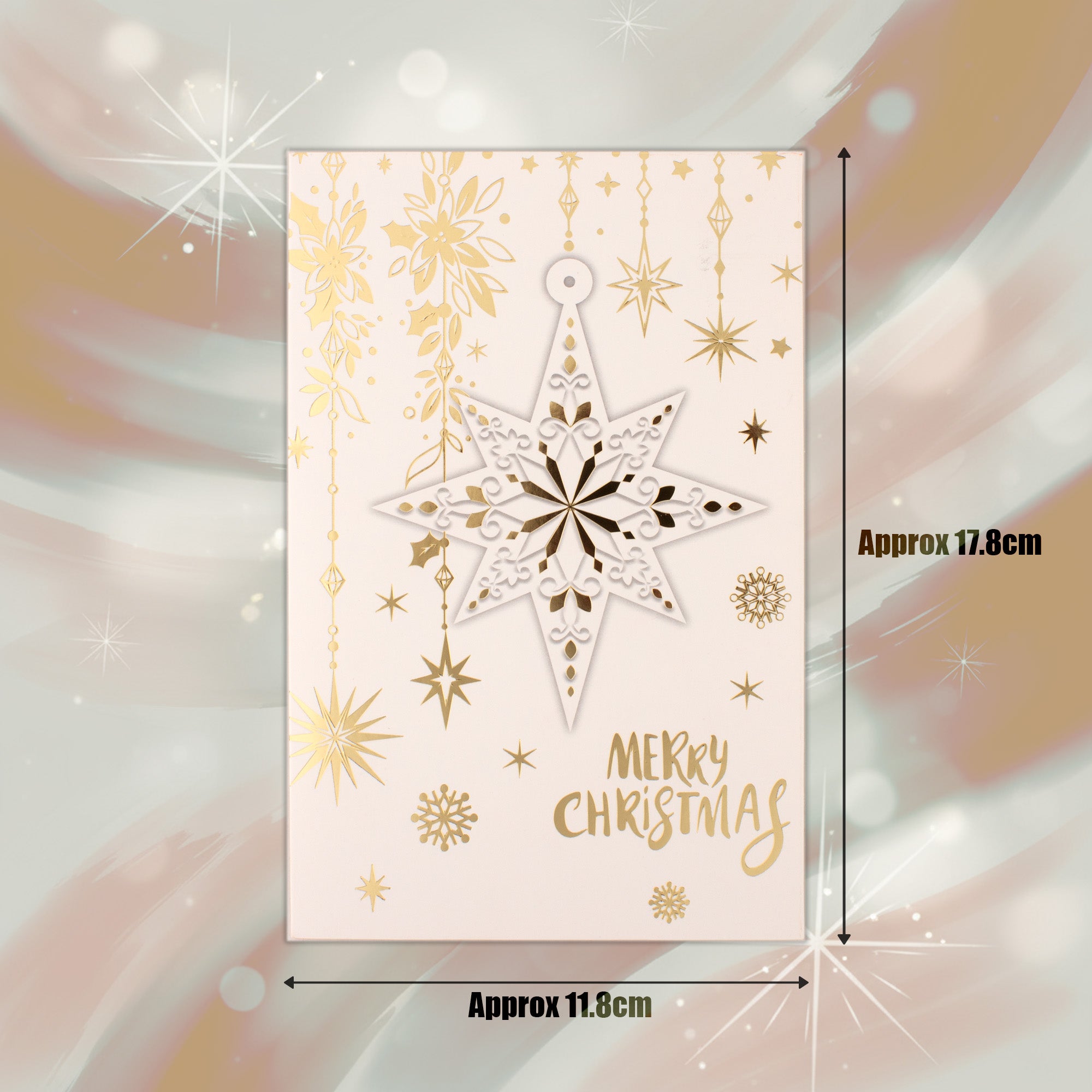 Christmas Greeting Card with Foil Detailing & Envelope Festive Stars 11.8 X 17.8cm 1pc