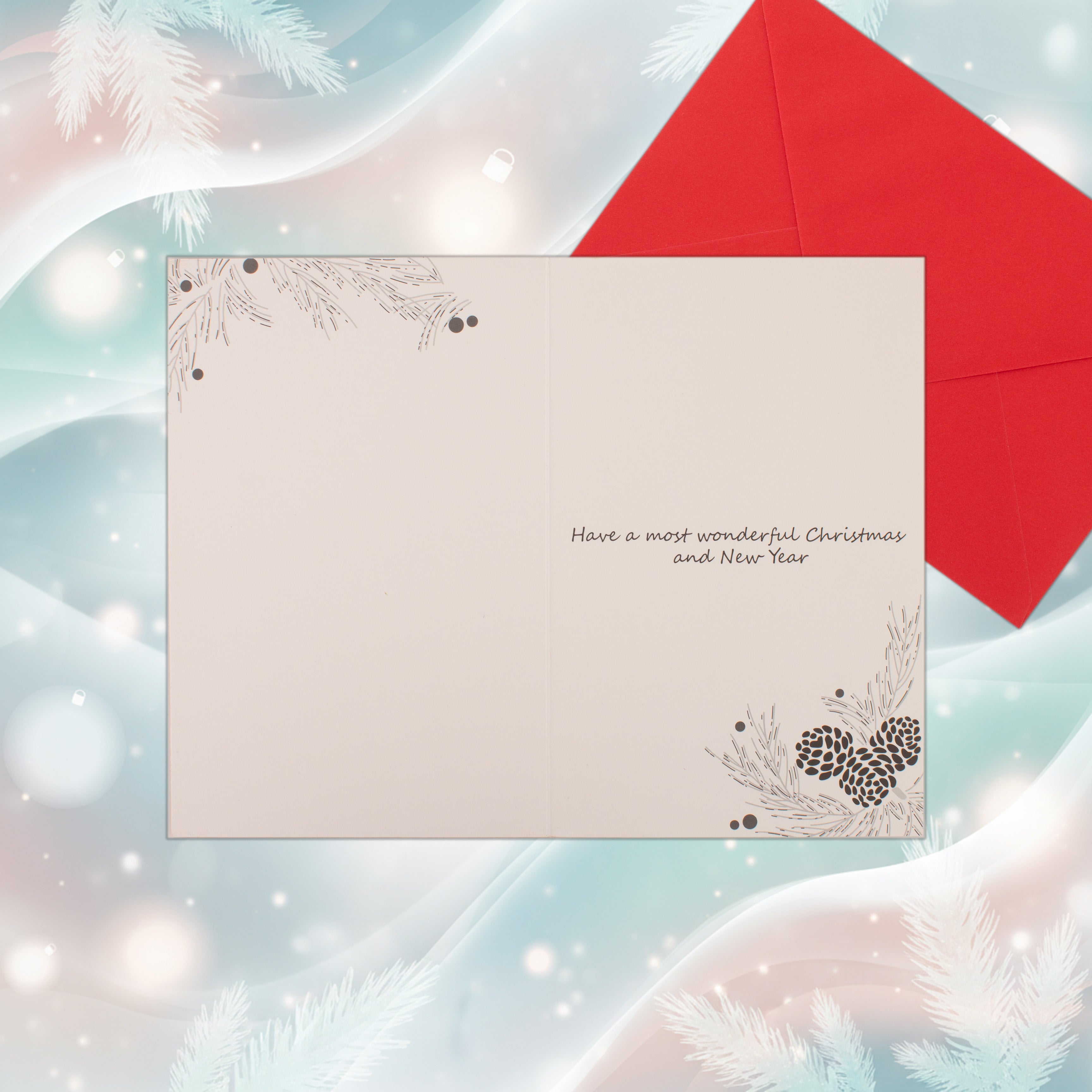 Christmas Greeting Card with Foil Detailing & Envelope Happy Holidays 11.8 X 17.8cm 1pc