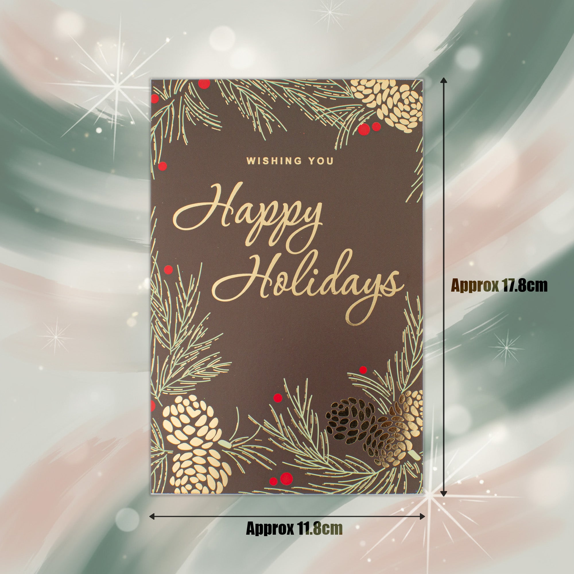 Christmas Greeting Card with Foil Detailing & Envelope Happy Holidays 11.8 X 17.8cm 1pc