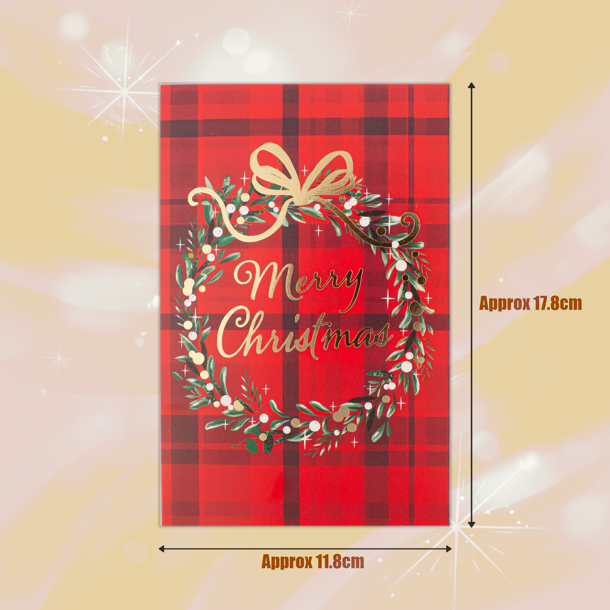 Christmas Greeting Card with Foil Detailing & Envelope Christmas Wreath 11.8 X 17.8cm 1pc
