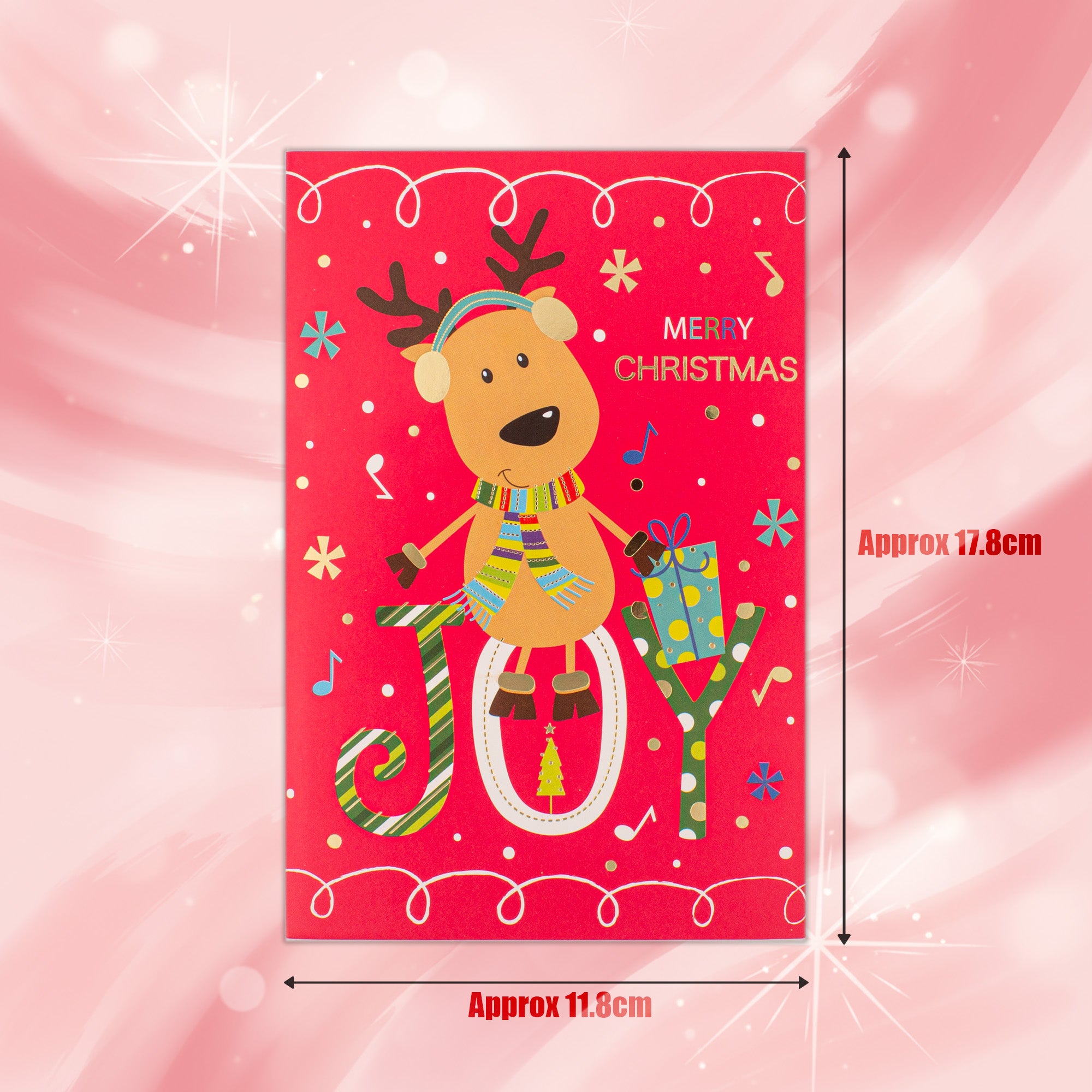 Christmas Greeting Card with Foil Detailing & Envelope Christmas Moose 11.8 X 17.8cm 1pc