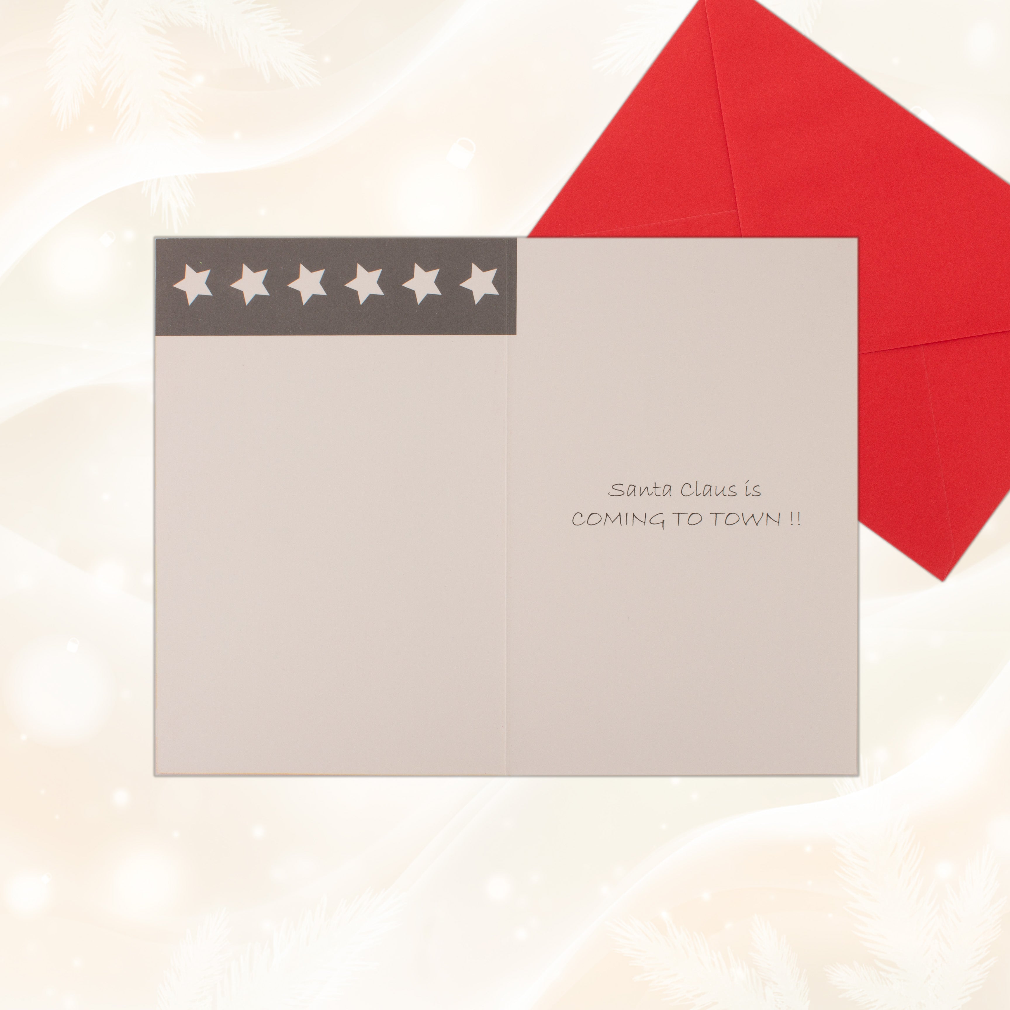 Christmas Glitter Greeting Card & Envelope Santa Greetings 11.8 X 17.8cm 1pc