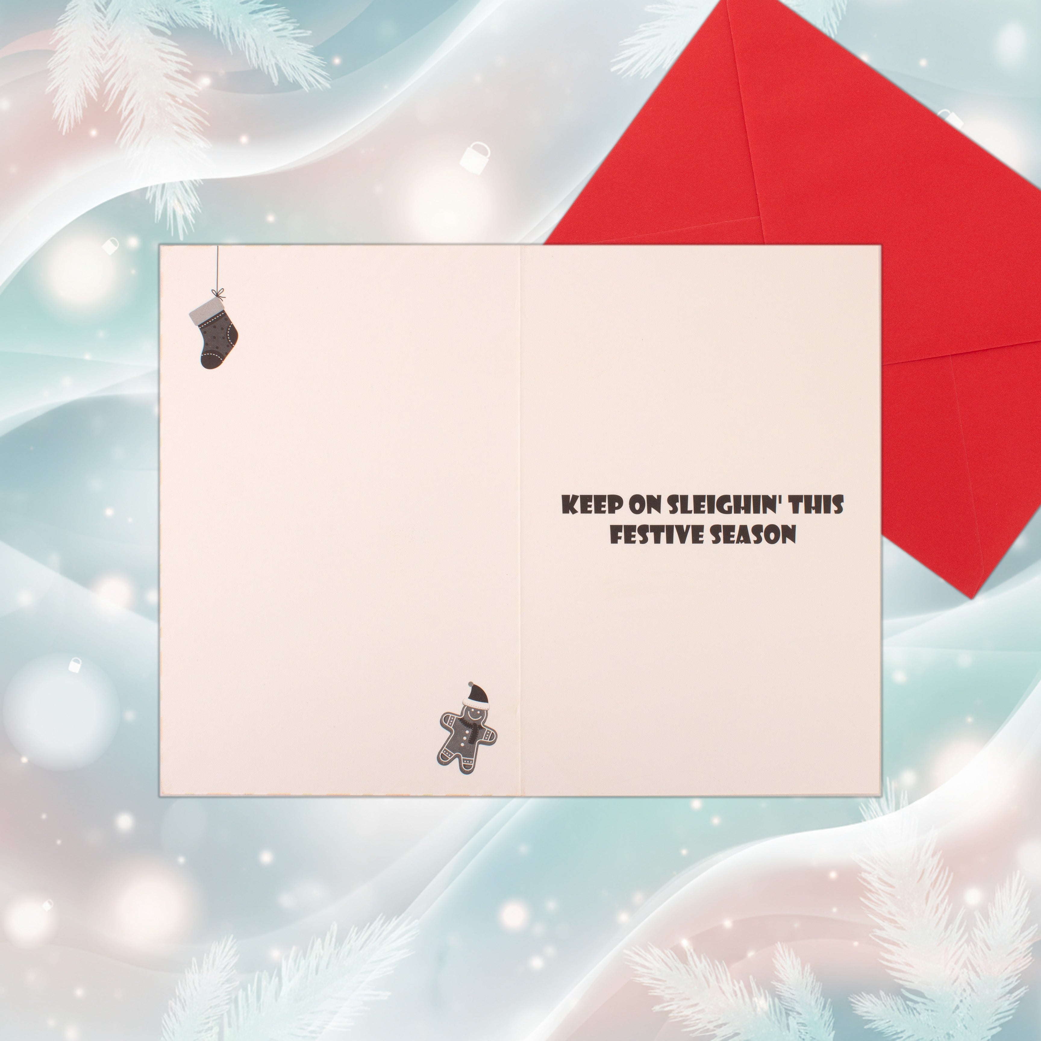 Christmas Glitter Greeting Card & Envelope Gift Sleigh 11.8 X 17.8cm 1pc