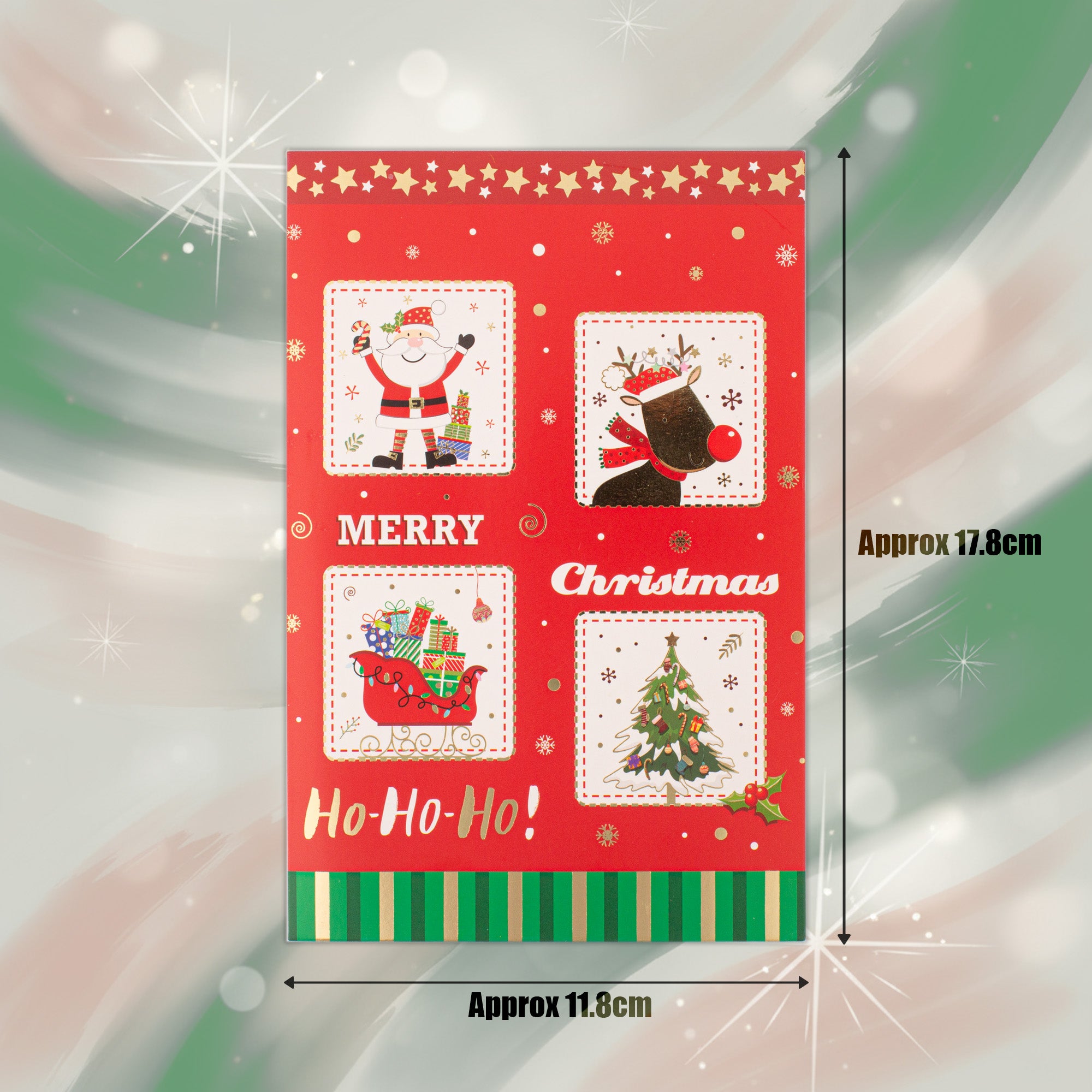 Christmas Greeting Card with Foil Detailing & Envelope Ho Christmas 11.8 X 17.8cm 1pc