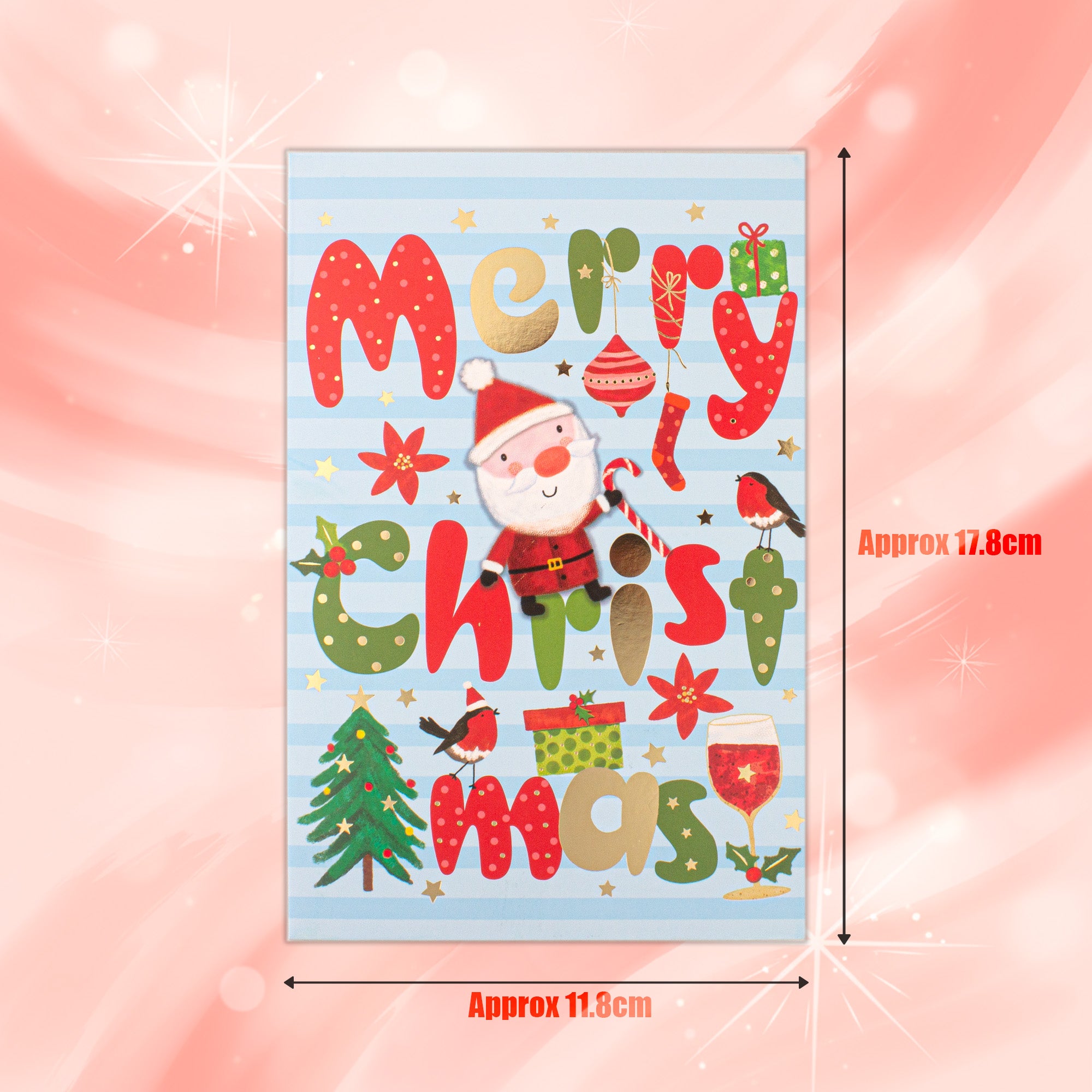 Christmas Greeting Card with Foil Detailing & Envelope Christmas Cheer 11.8 X 17.8cm 1pc