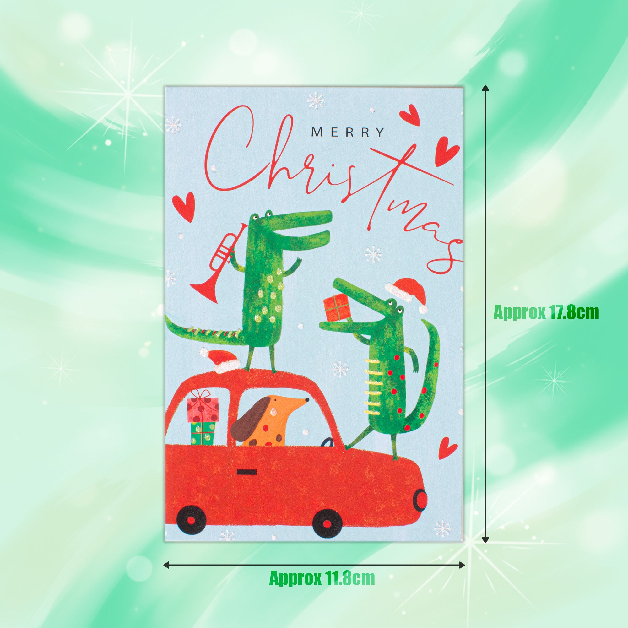 Christmas Glitter Greeting Card & Envelope Christmas Chorus 11.8 X 17.8cm 1pc