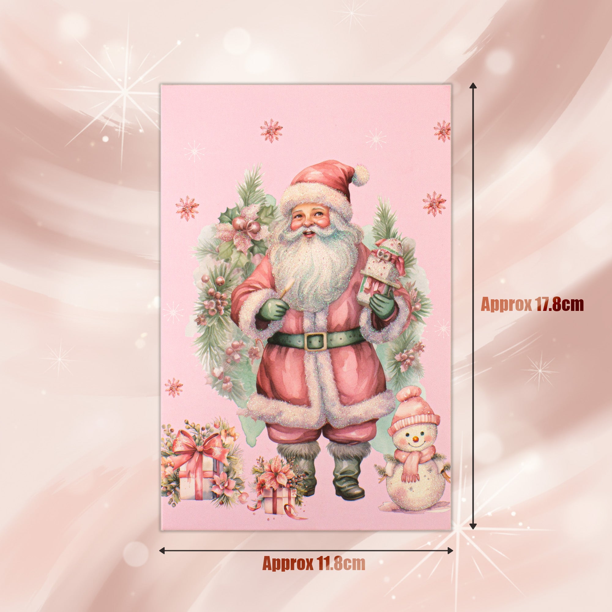Christmas Glitter Greeting Card & Envelope Santa's Gifts 11.8 X 17.8cm 1pc