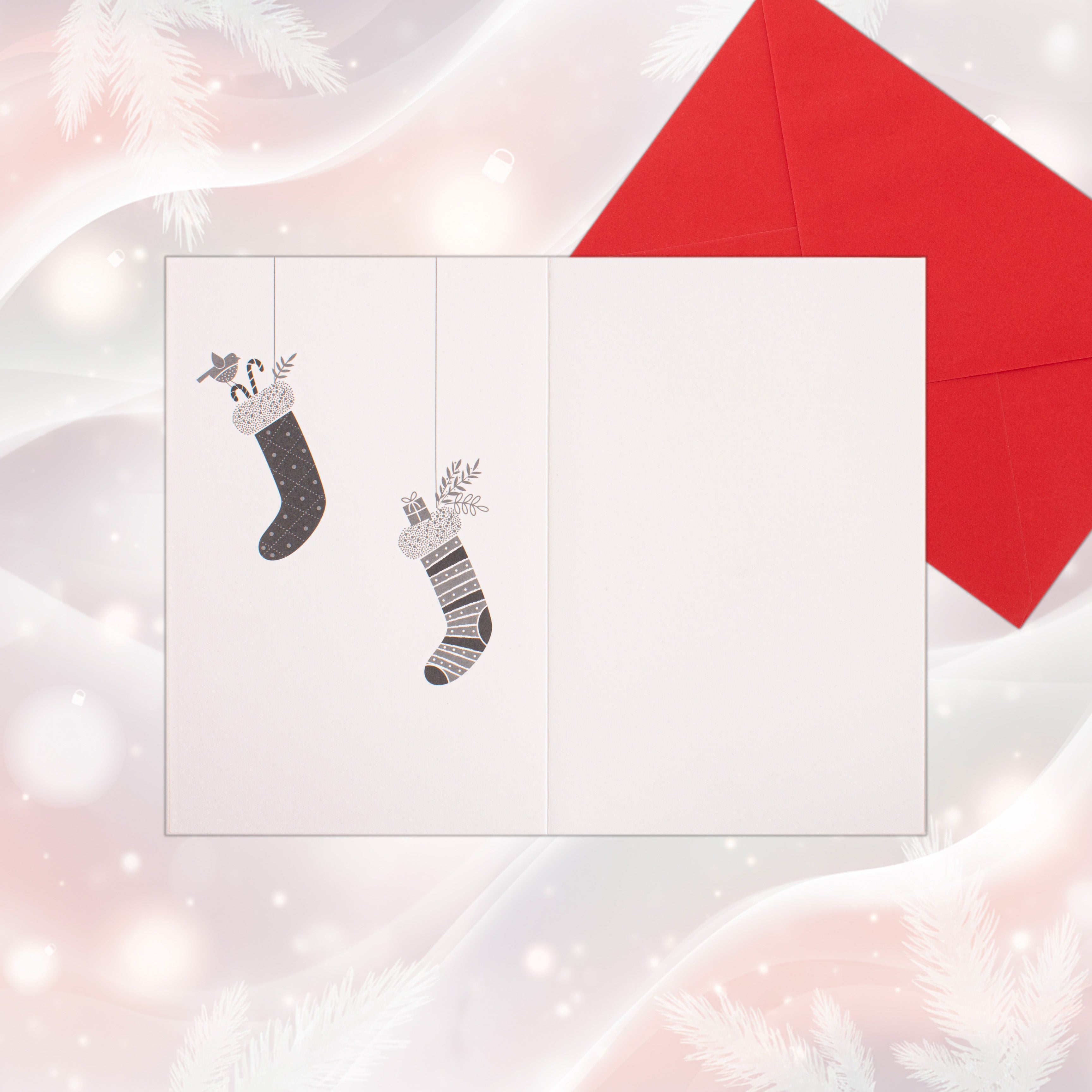 Christmas Greeting Card with Foil Detailing & Envelope Christmas Stockings 11.8 X 17.8cm 1pc