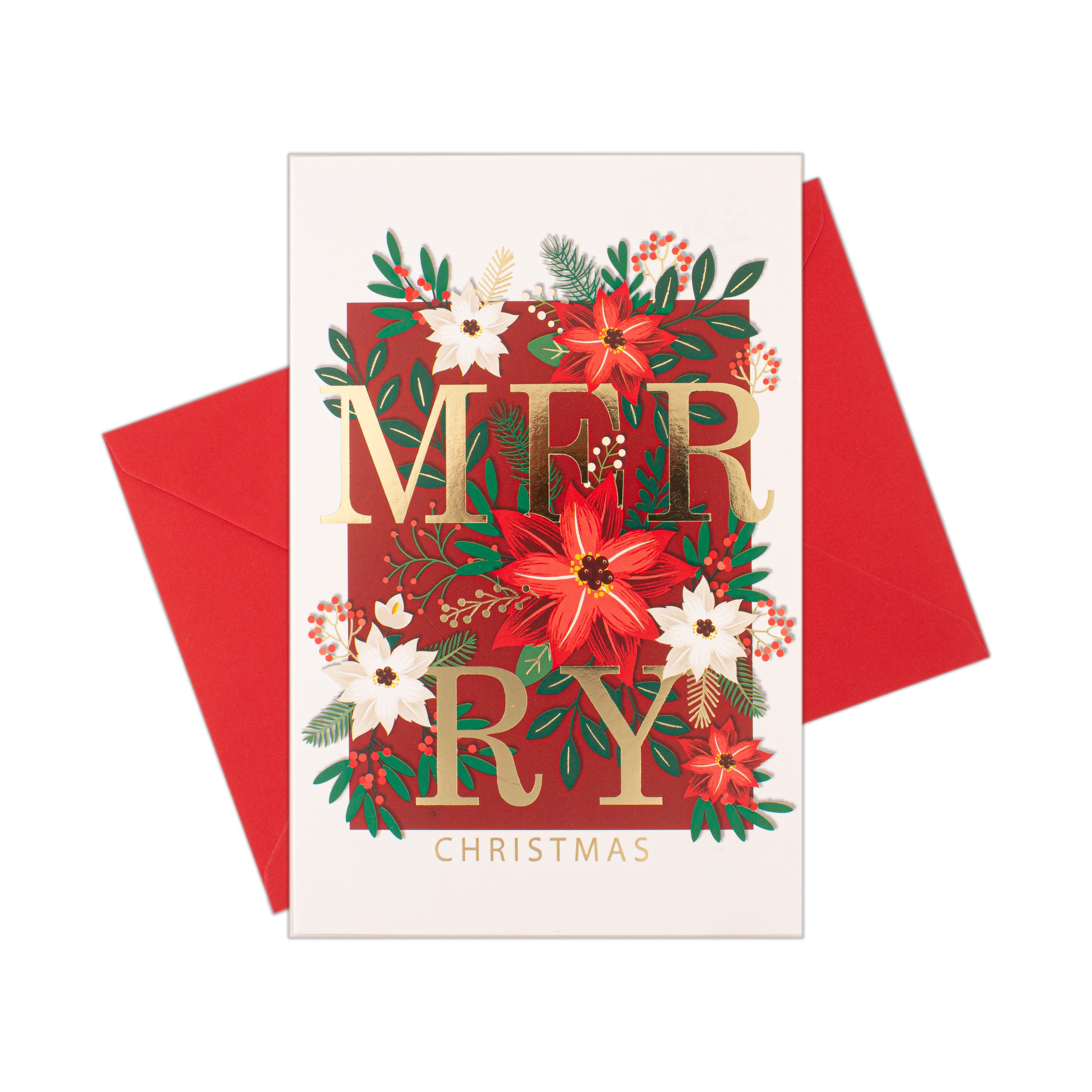 Christmas Greeting Card with Foil Detailing & Envelope Warm Wishes 11.8 X 17.8cm 1pc