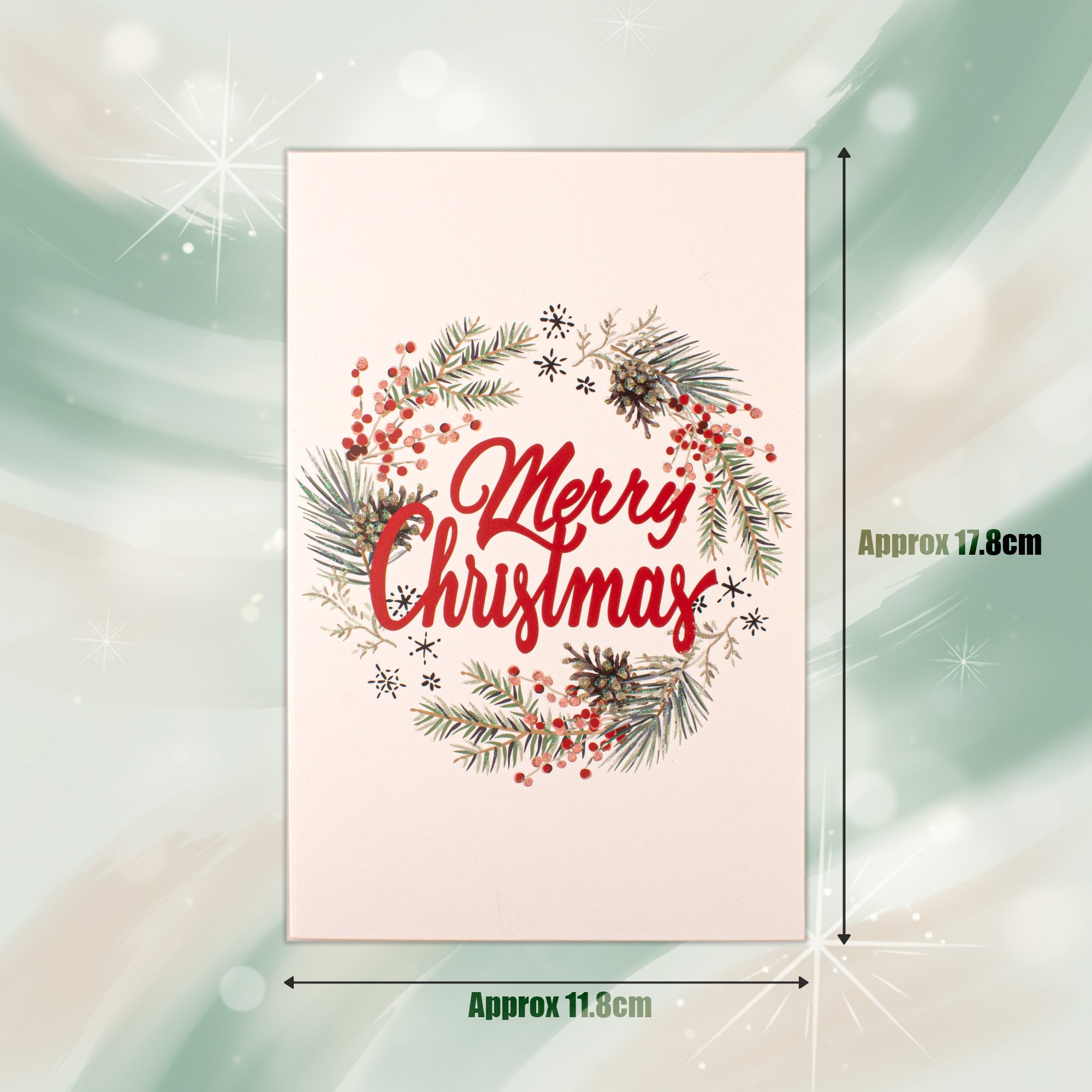 Christmas Glitter Greeting Card & Envelope Joyful Wishes 11.8 X 17.8cm 1pc