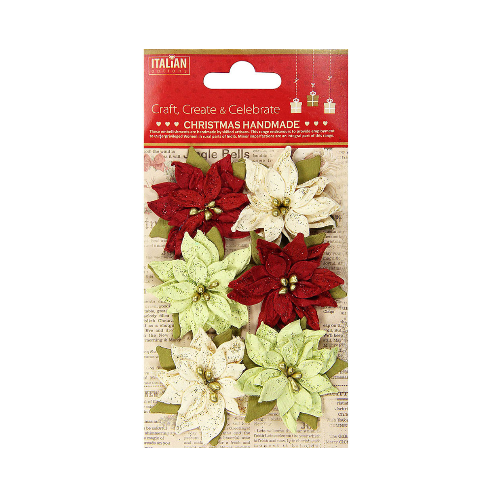 Christmas Flowers -Poinsettia, 6Pc