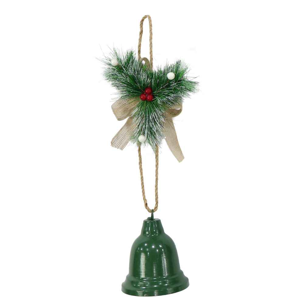 Hanging Bell Decoration With Berry And Grass - Green, 1pc