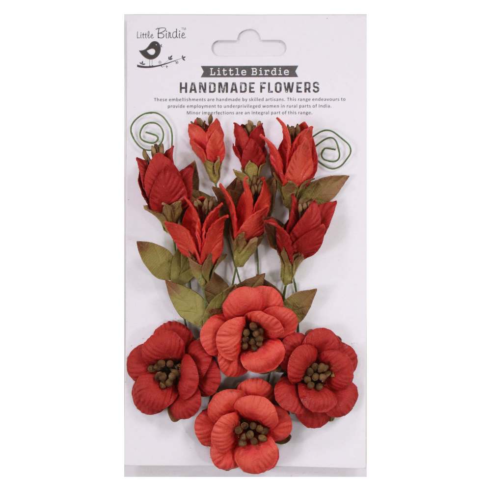 Handmade Flowers Denny Scarlet Blend 13Pc
