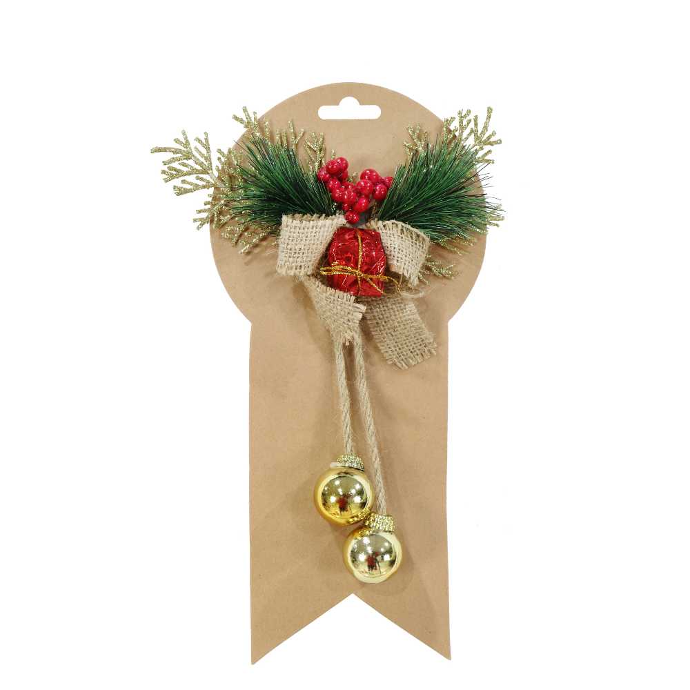 Christmas Decoration - Glitter Poinsettia, Bow And Baubles, 1pc