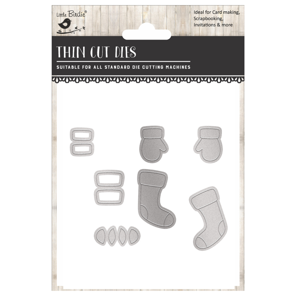 Christmas Thin Cut Dies Mittens and stockings 90 x 64mm 7pc