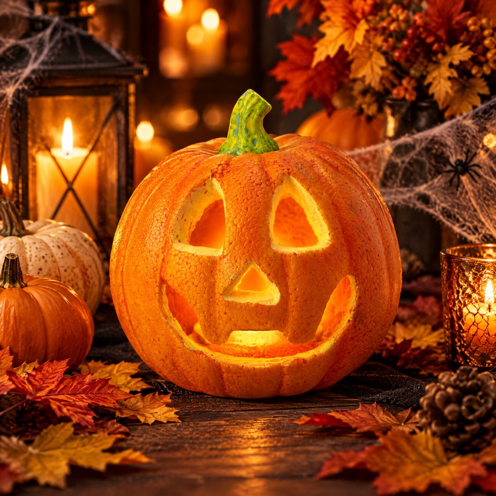 Halloween Pumpkin with Red LED Light 1pc