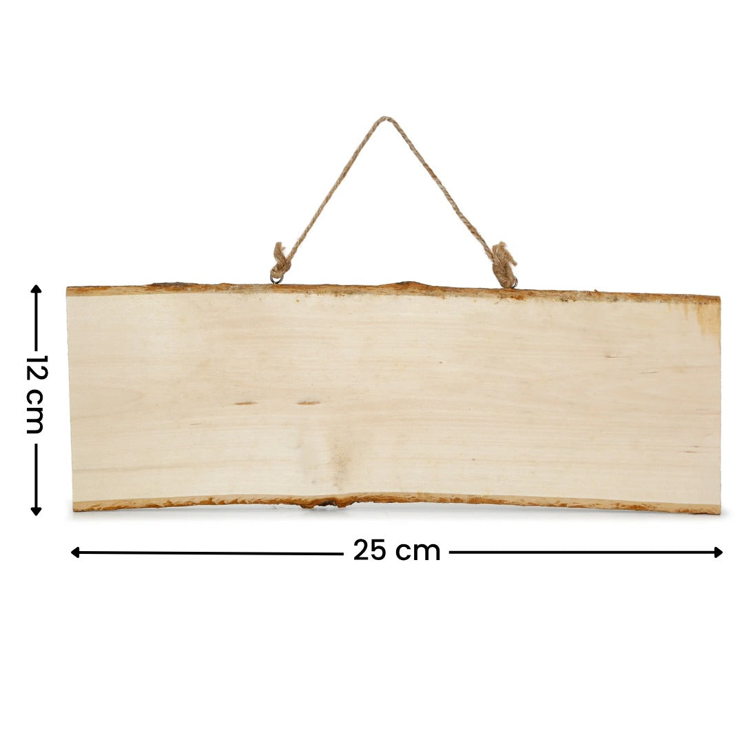Wooden Natural Bark Rectangle W/Rope Approx L12 X W25Cm 1Pc Ib