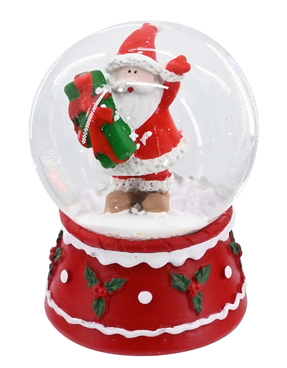 Santa Waterball Red Base with Holly Details Assorted 45mm 1pc