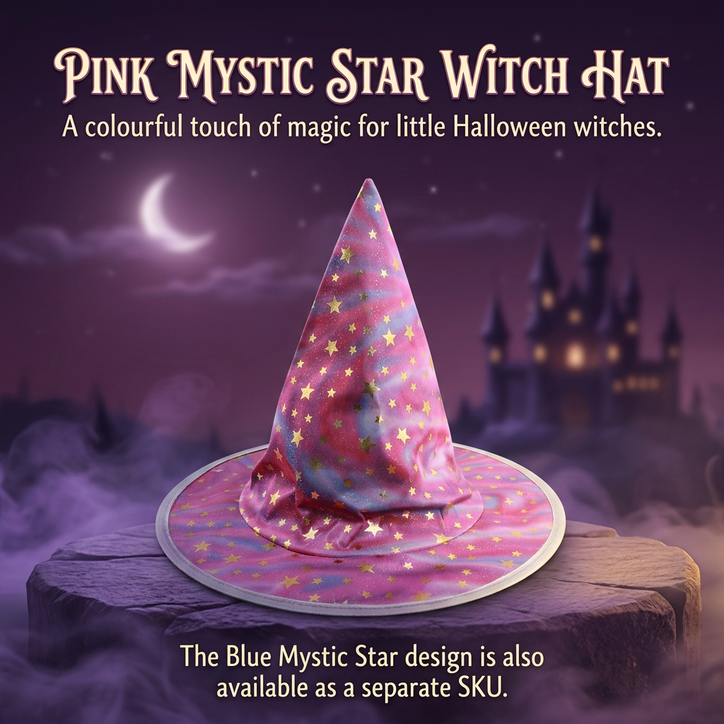 Mystic Star Witch Hat Kids Pink 1pc