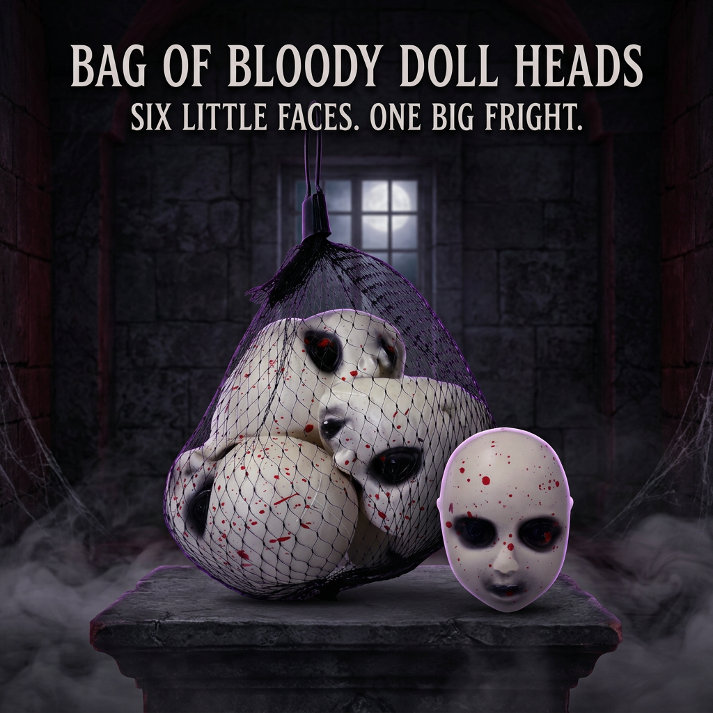 Bag of Bloody Doll Heads 6pk Assorted