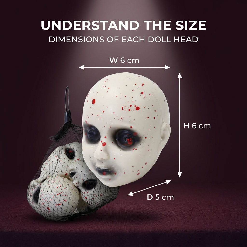 Bag of Bloody Doll Heads 6pk Assorted