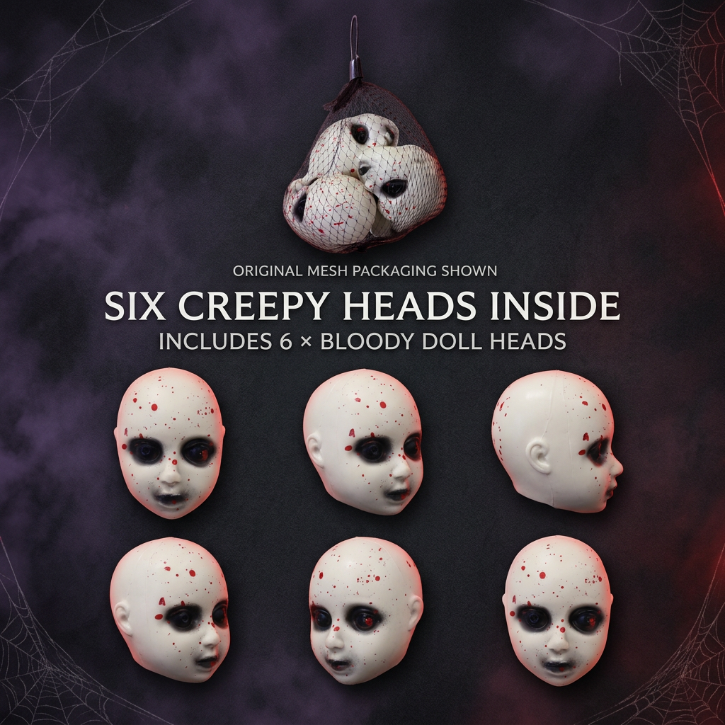 Bag of Bloody Doll Heads 6pk Assorted