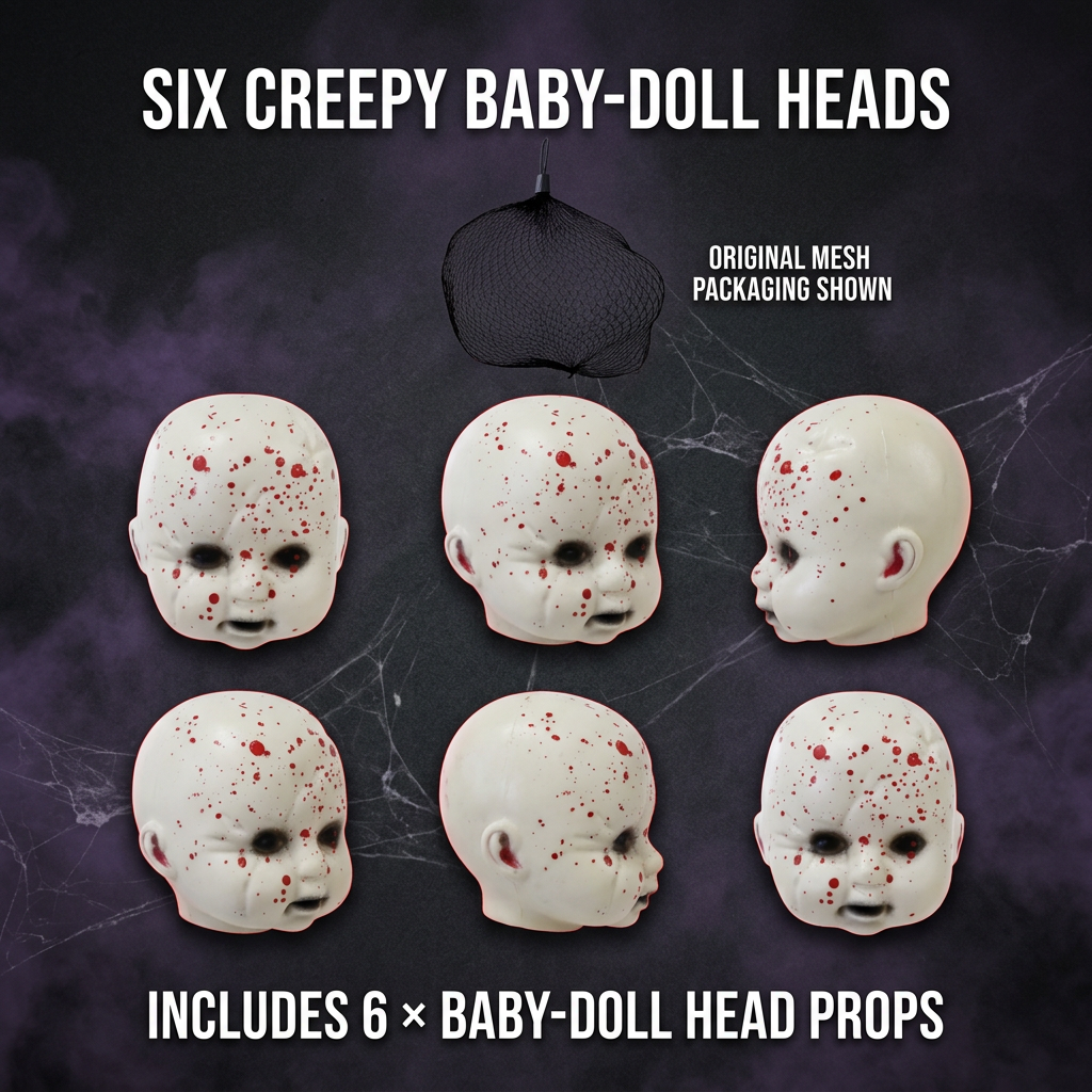 Bag of Bloody Baby Doll Heads 6pk Assorted