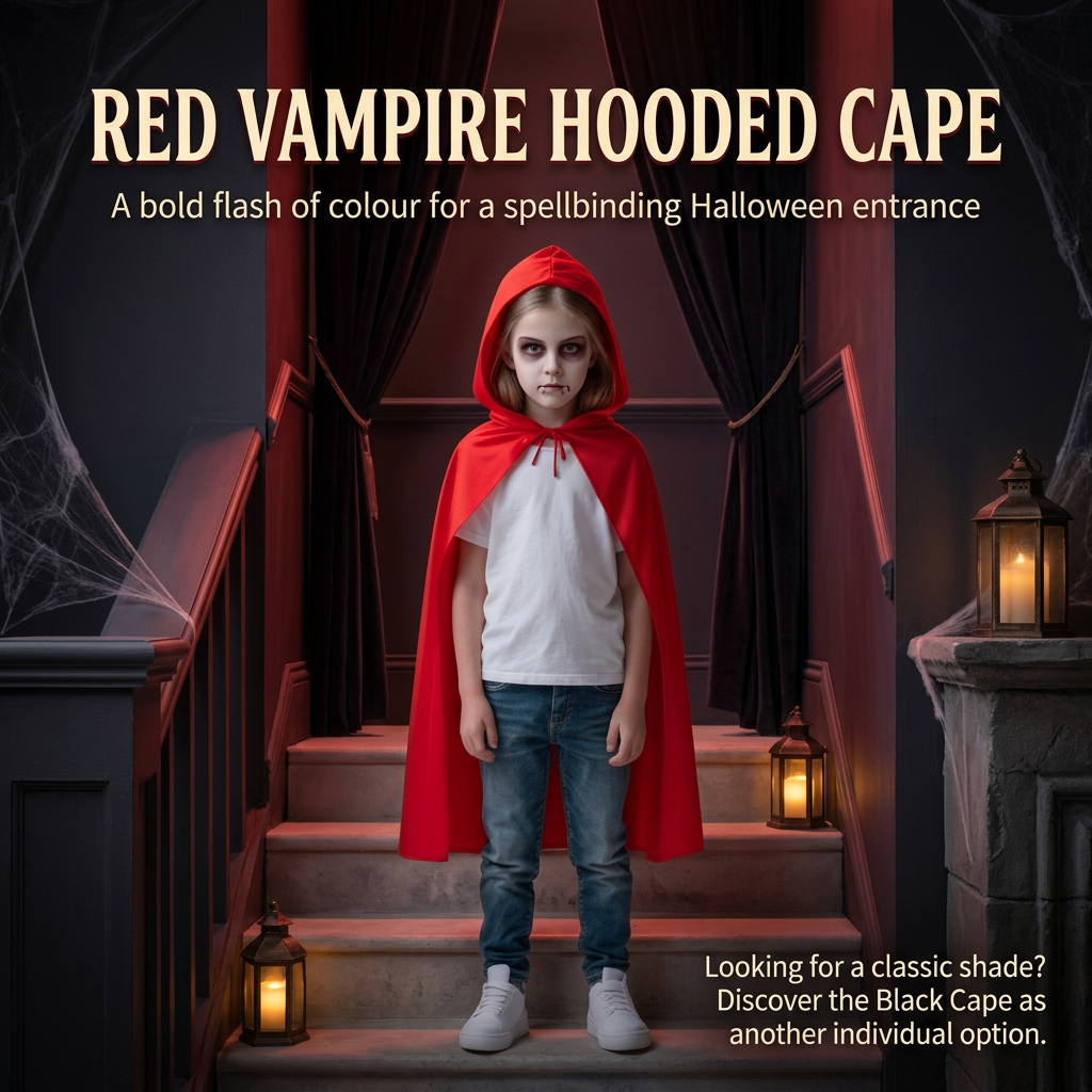Vampire Hooded Cape Kids Red
