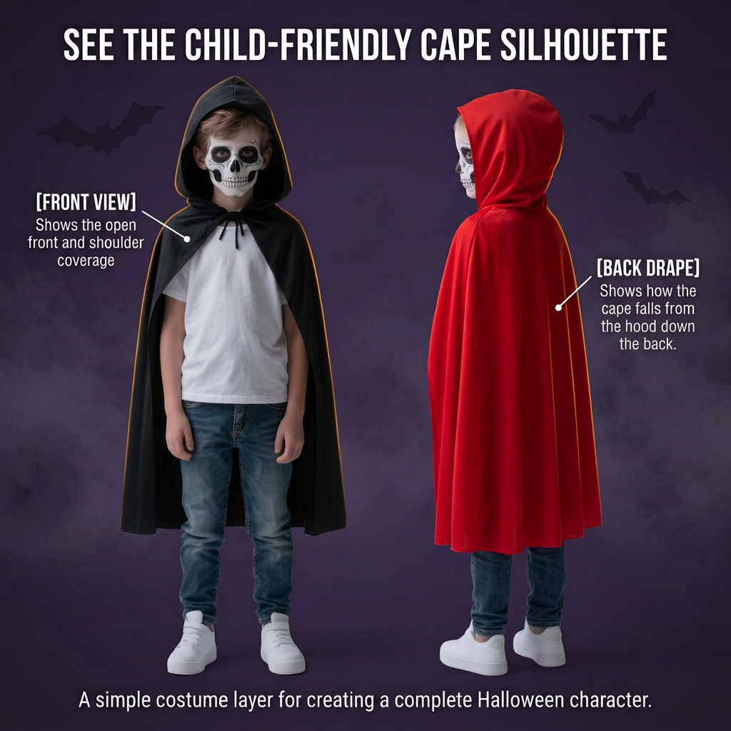 Vampire Hooded Cape Kids Red