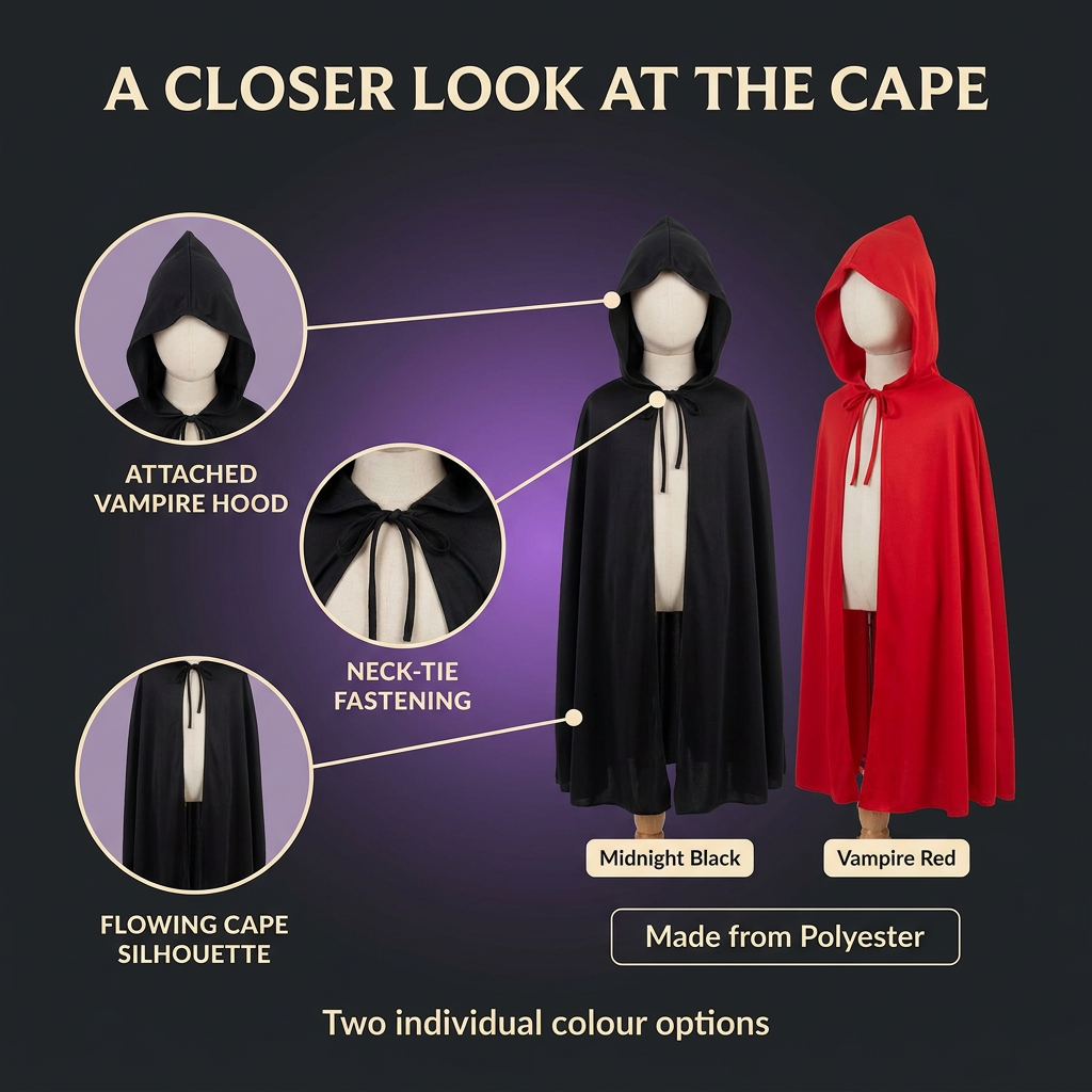 Vampire Hooded Cape Kids Red
