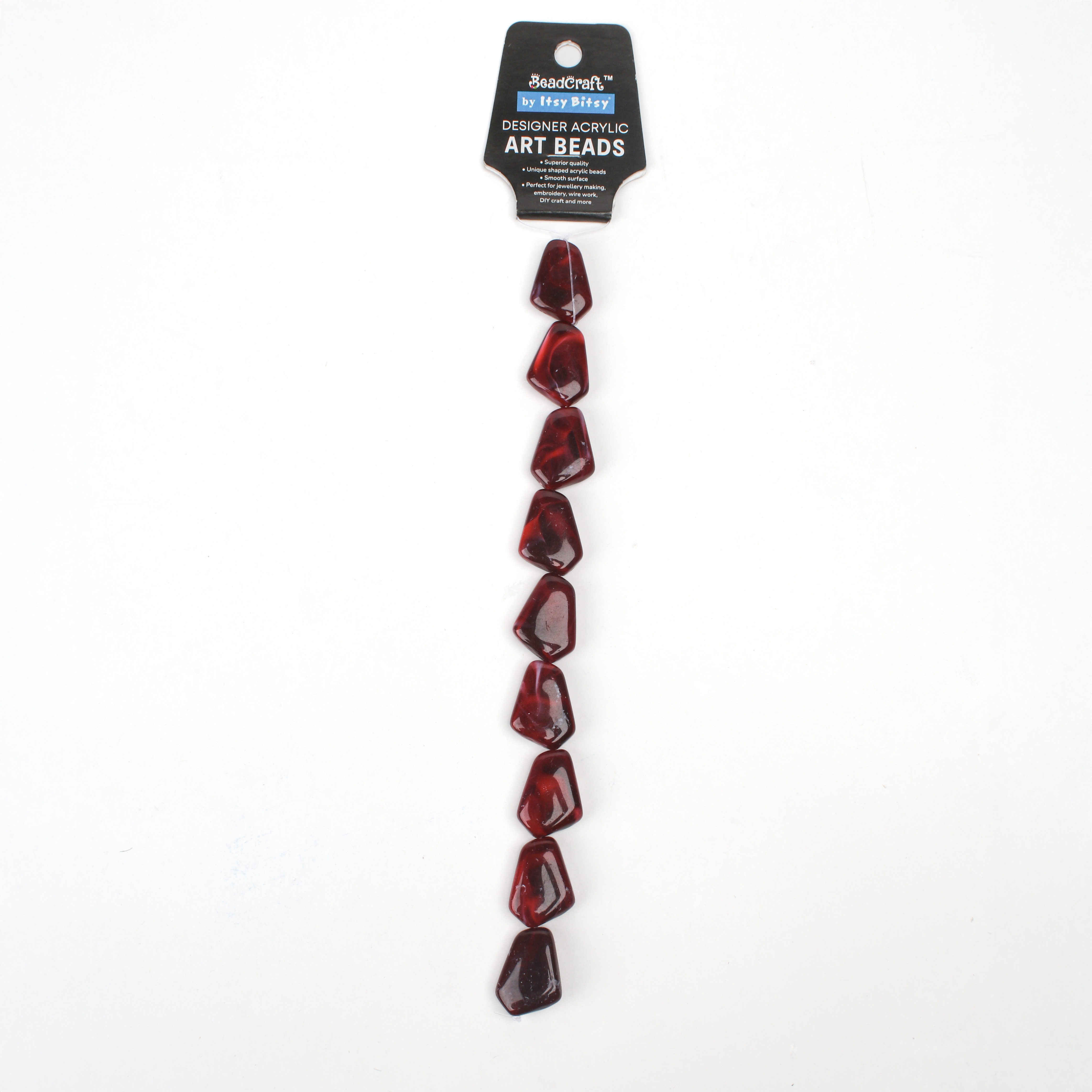 Designer Acrylic Art Beads Garnet Red 9 Beads 1 String