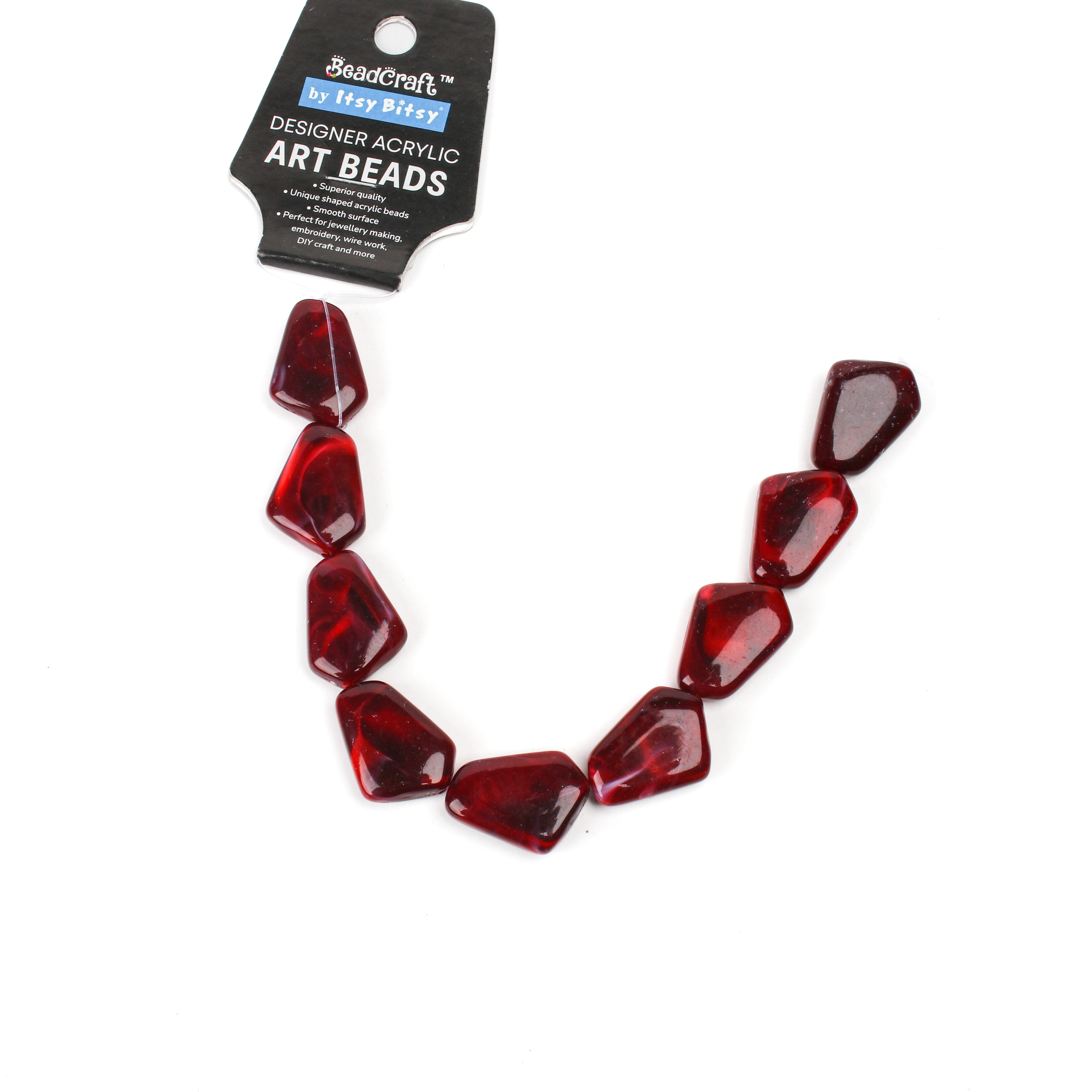 Designer Acrylic Art Beads Garnet Red 9 Beads 1 String