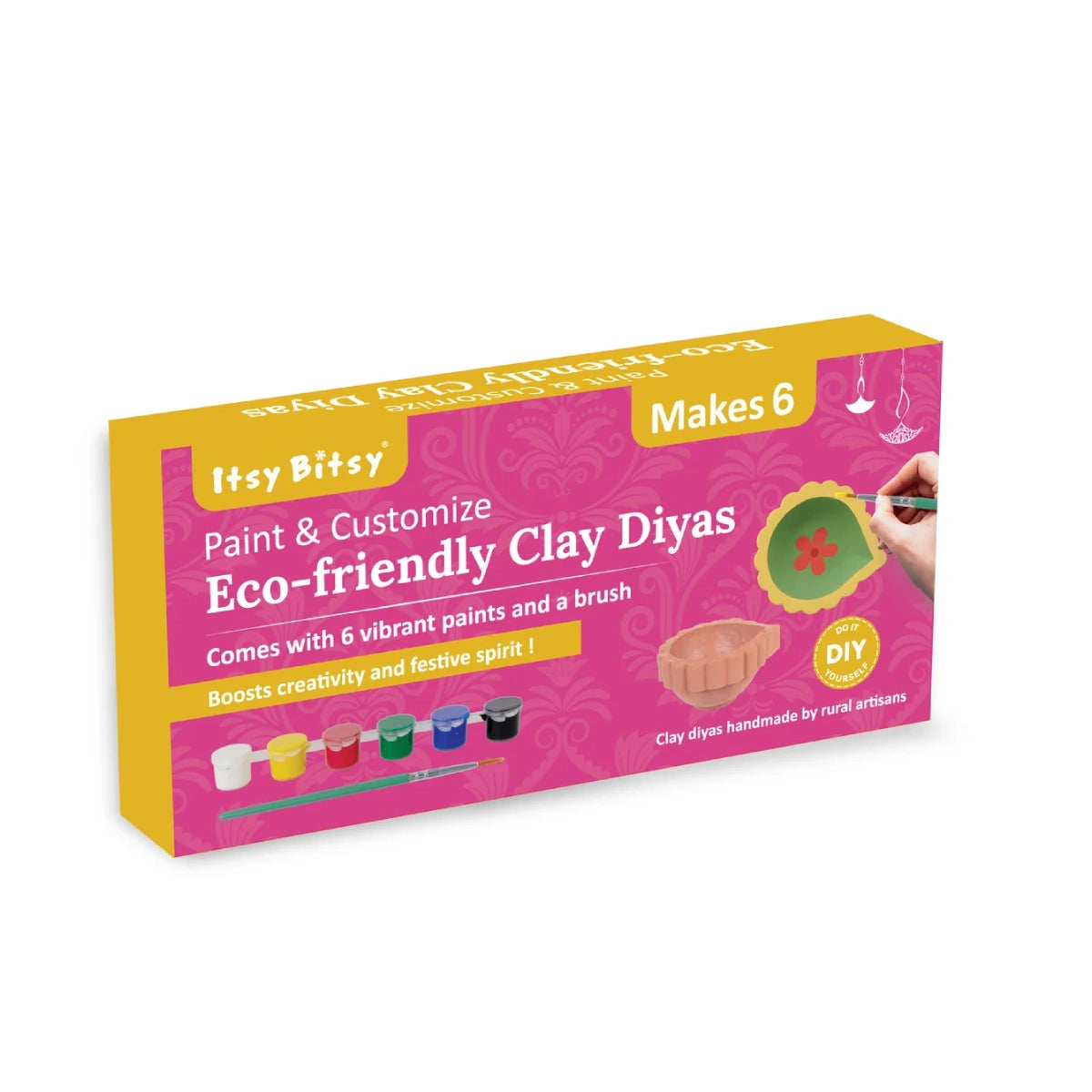 DIY - Paint & Customize Eco-friendly Clay Diyas Pack Of 6pc Box