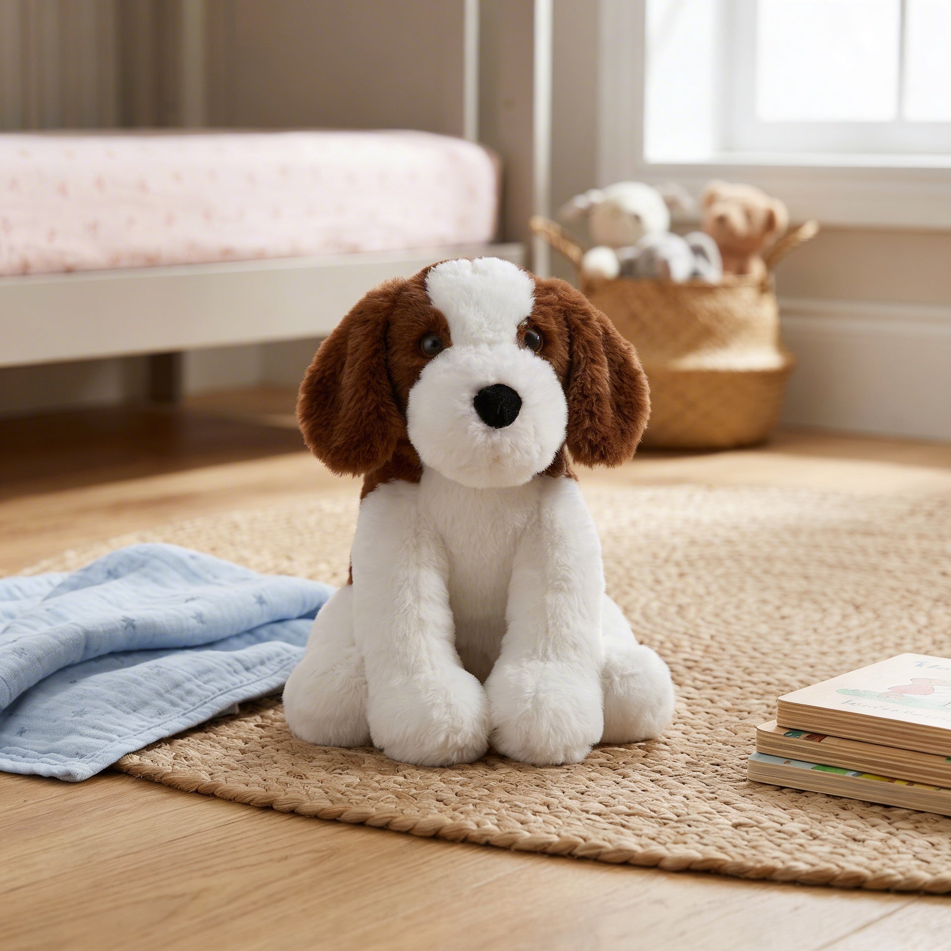 Soft Toy Dog White an Brown 12inch 1pc