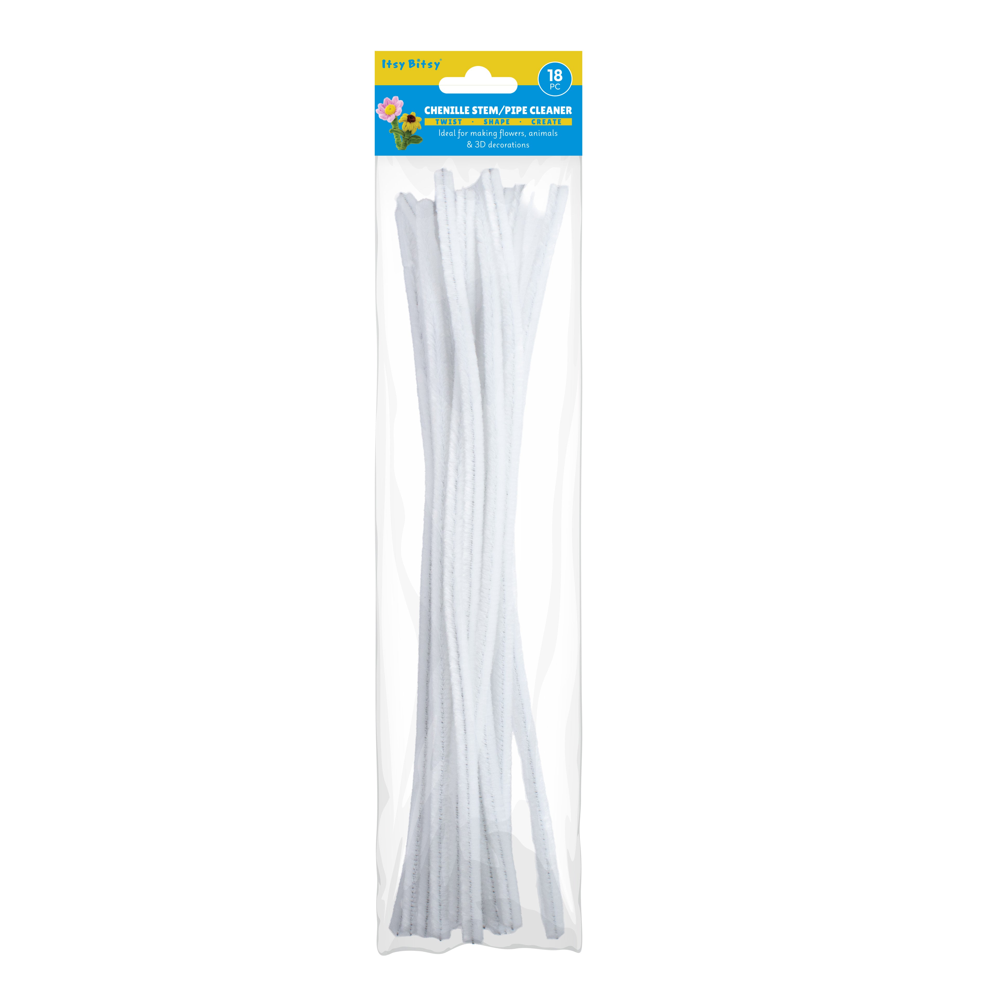 Chenille Stems White 18pc