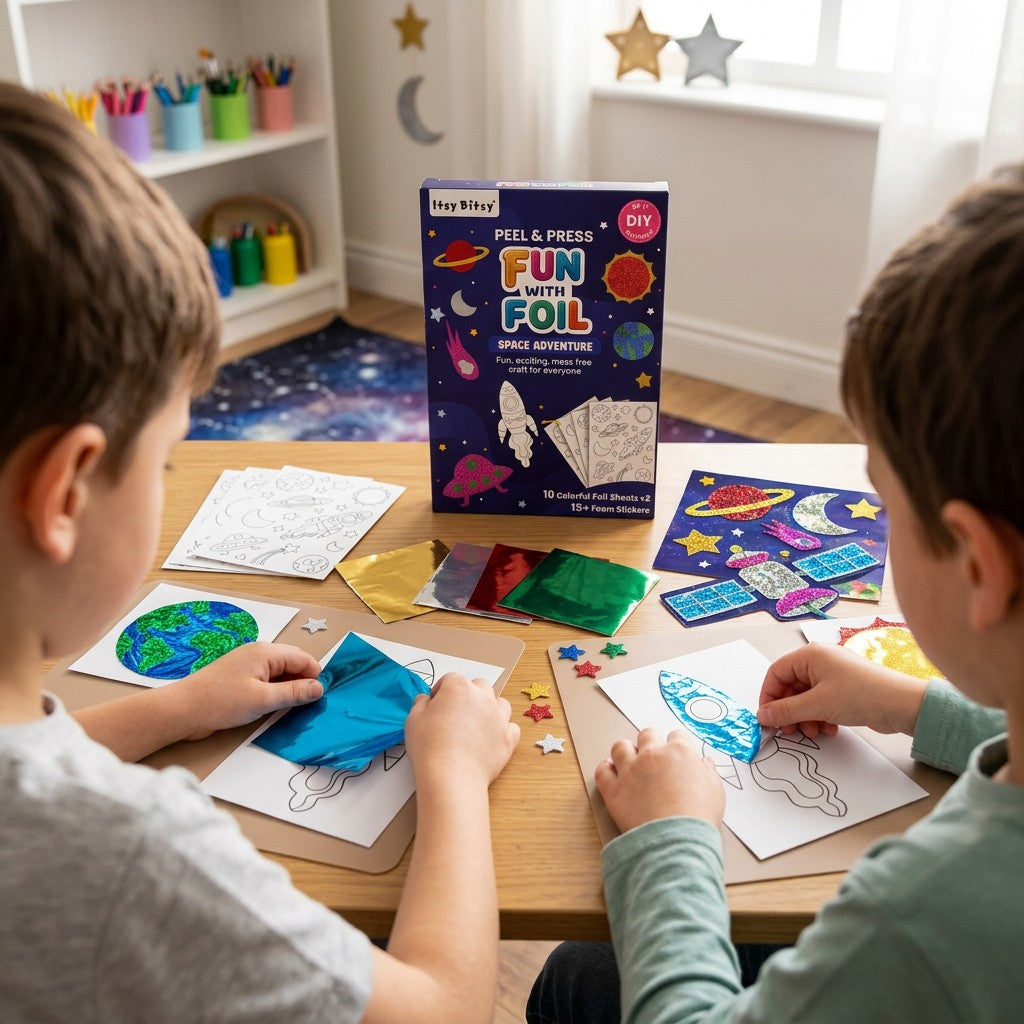 DIY Peel and Press Fun With Foil Kit Space Adventure 9.25 X 6.5inch Box