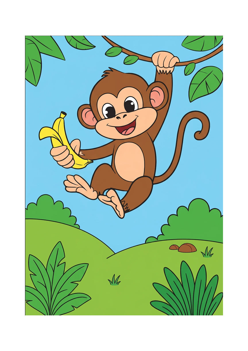 DIY Pre-Printed Painting Kit Forest Monkey 5.83 X 8.27inch