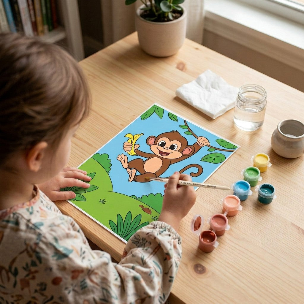 DIY Pre-Printed Painting Kit Forest Monkey 5.83 X 8.27inch