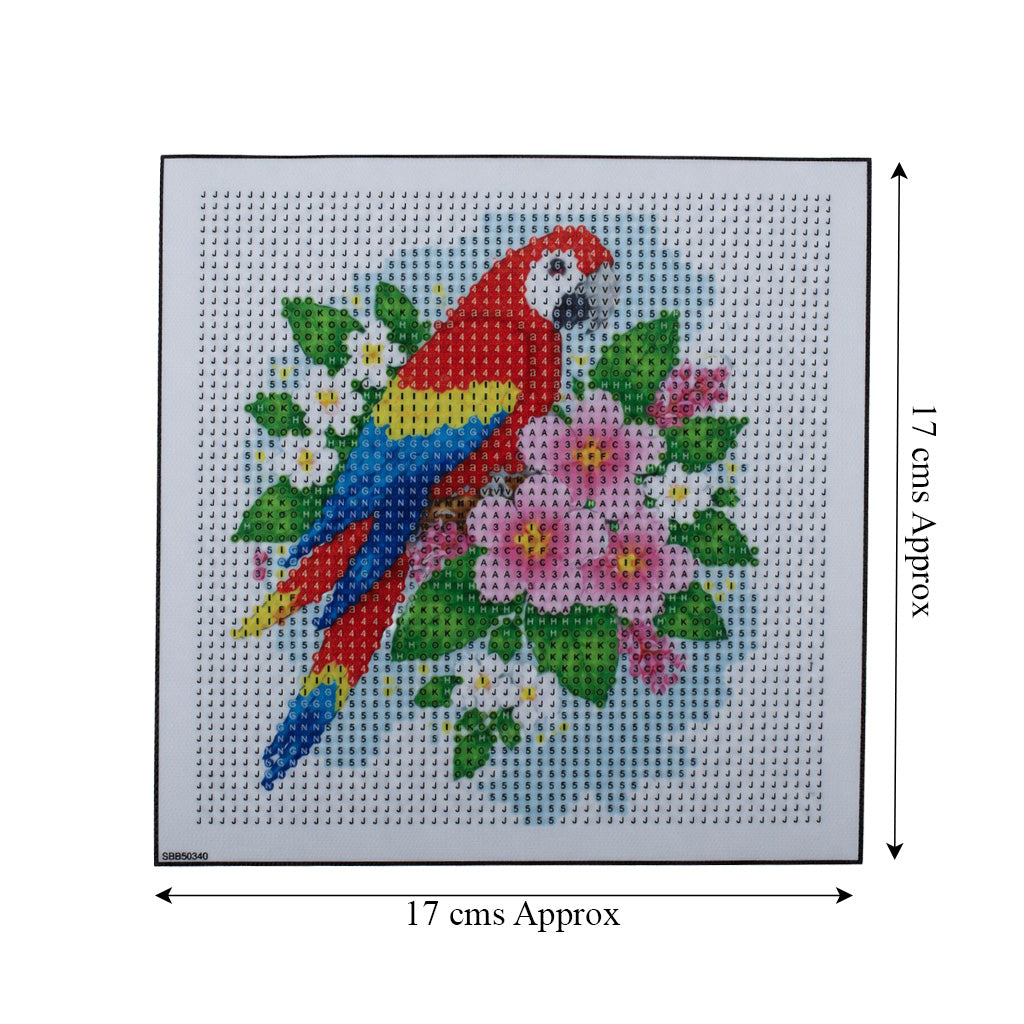 5D Diamond Painting Kit Tropical Parrot 15 X 15cm 1pc