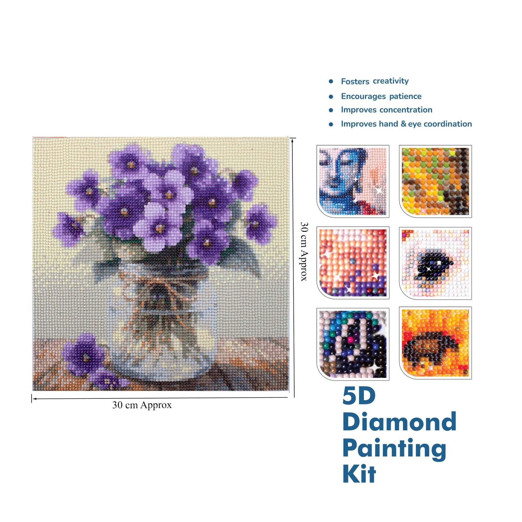 5D Diamond Painting Kit Violet Blossom 30 X 30cm 1pc Acetate Box