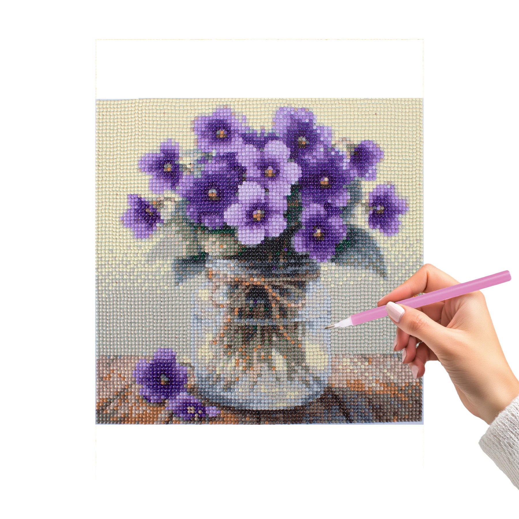 5D Diamond Painting Kit Violet Blossom 30 X 30cm 1pc Acetate Box