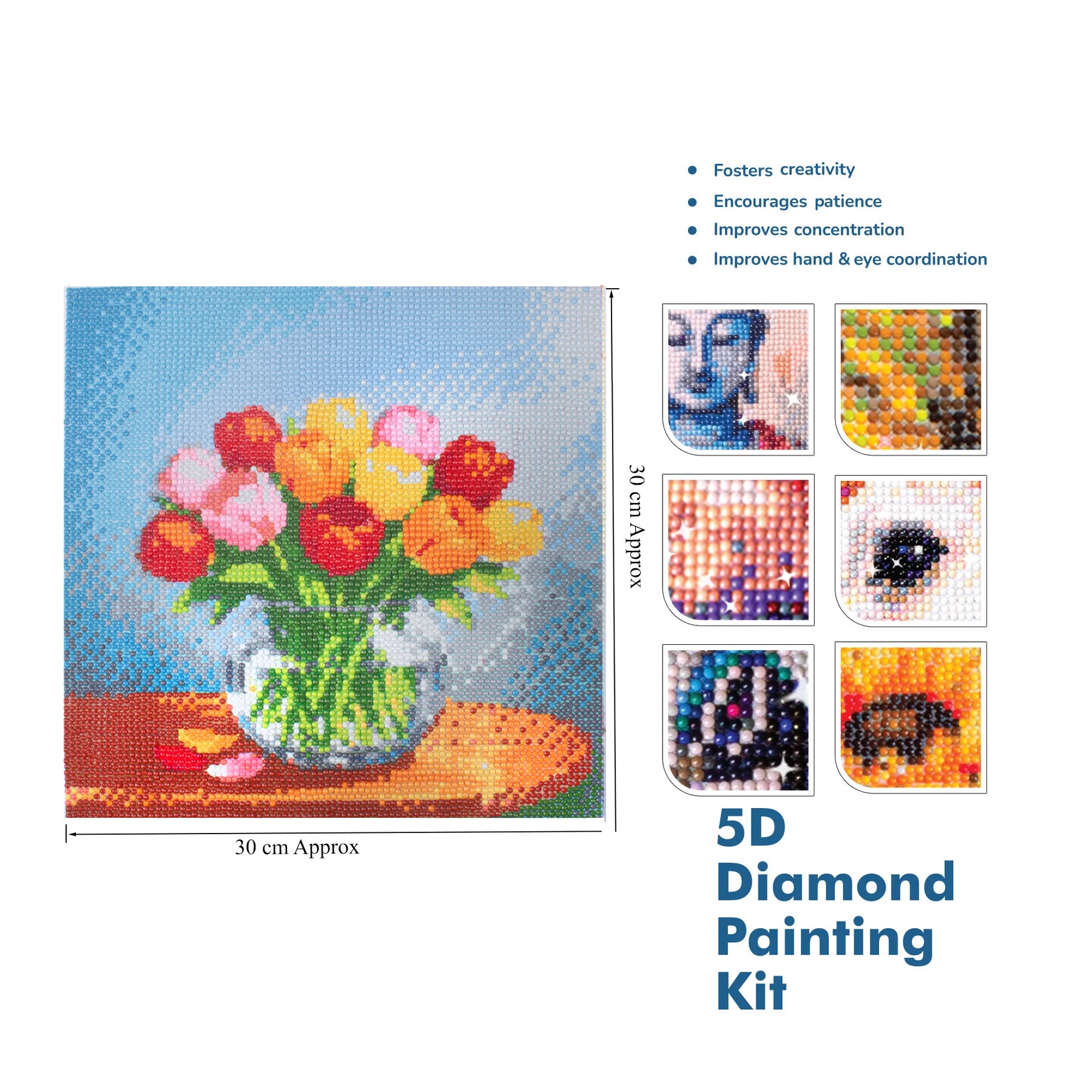 5D Diamond Painting Kit Tulip Display 30 X 30cm 1pc Acetate Box