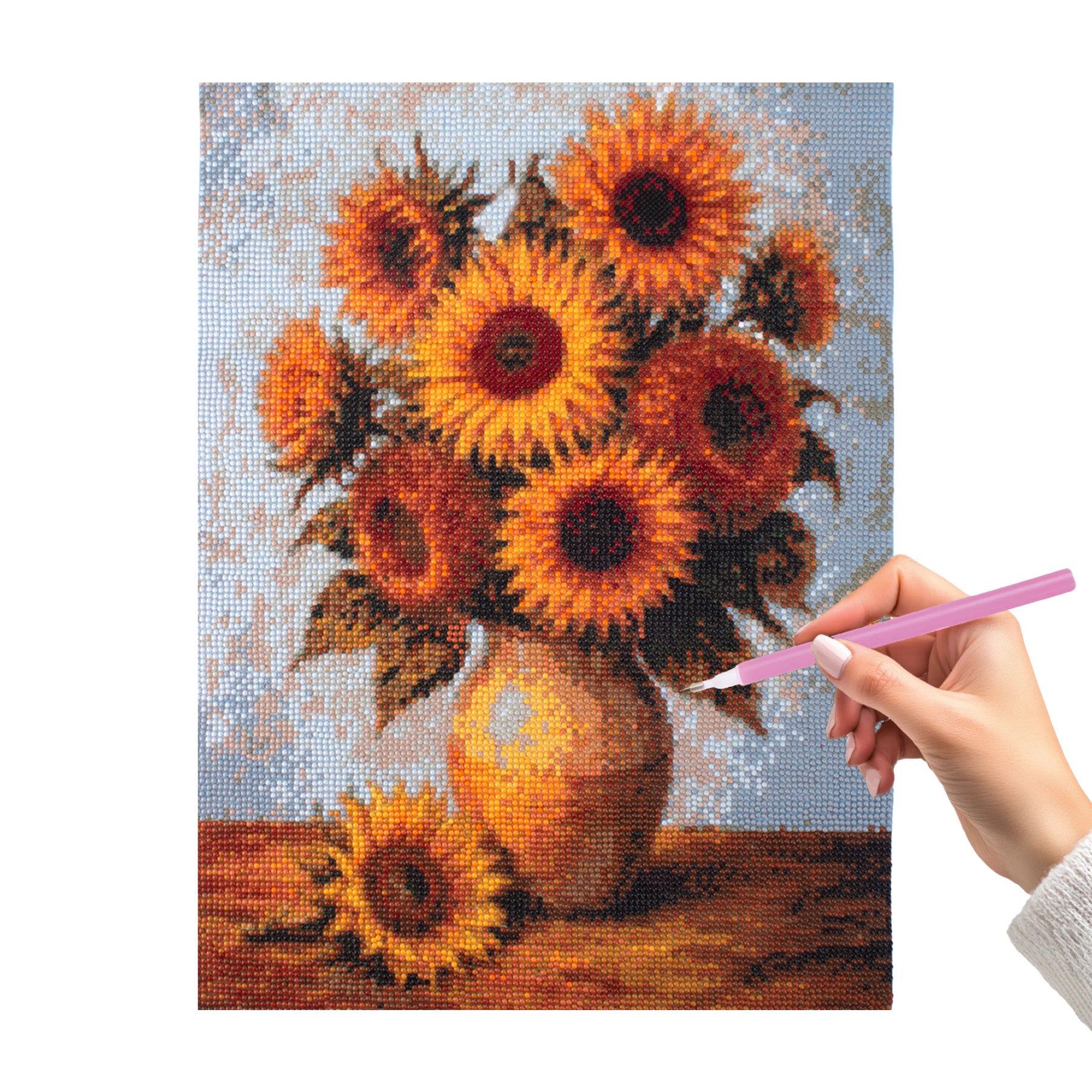 5D Diamond Painting Kit Sunflower Vase 40 X 50cm 1pc Acetate Box