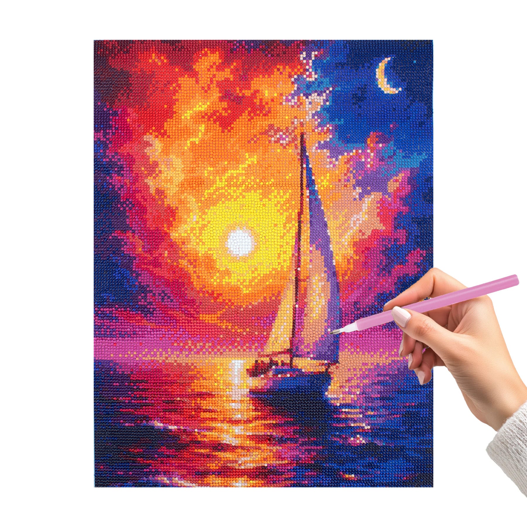 5D Diamond Painting Kit Sunset Voyage 40 X 50cm 1pc Acetate Box