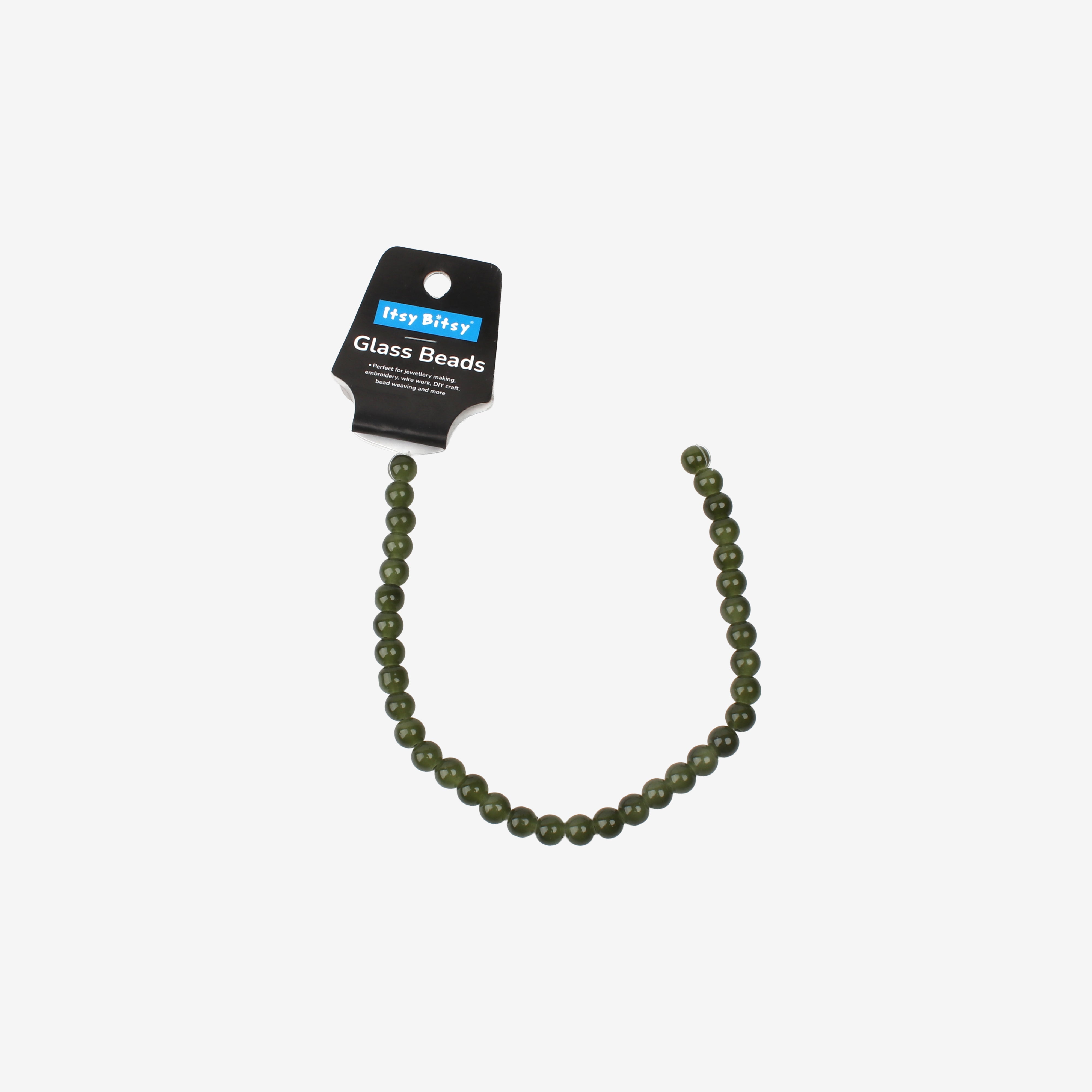 Glass Bead Round Olive Green 8mm 35beads 1string