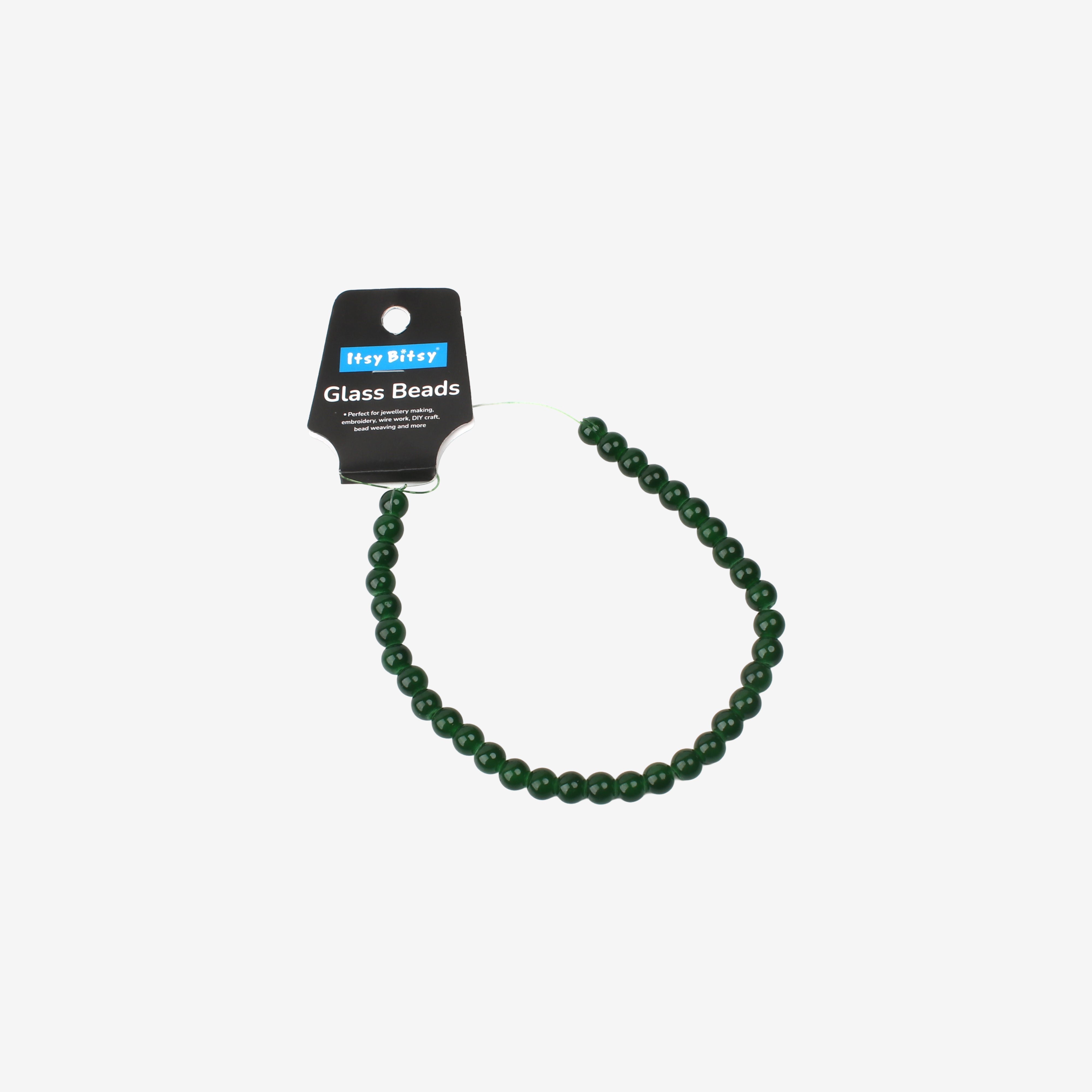 Glass Bead Round Emerald Green 8mm 35beads 1string