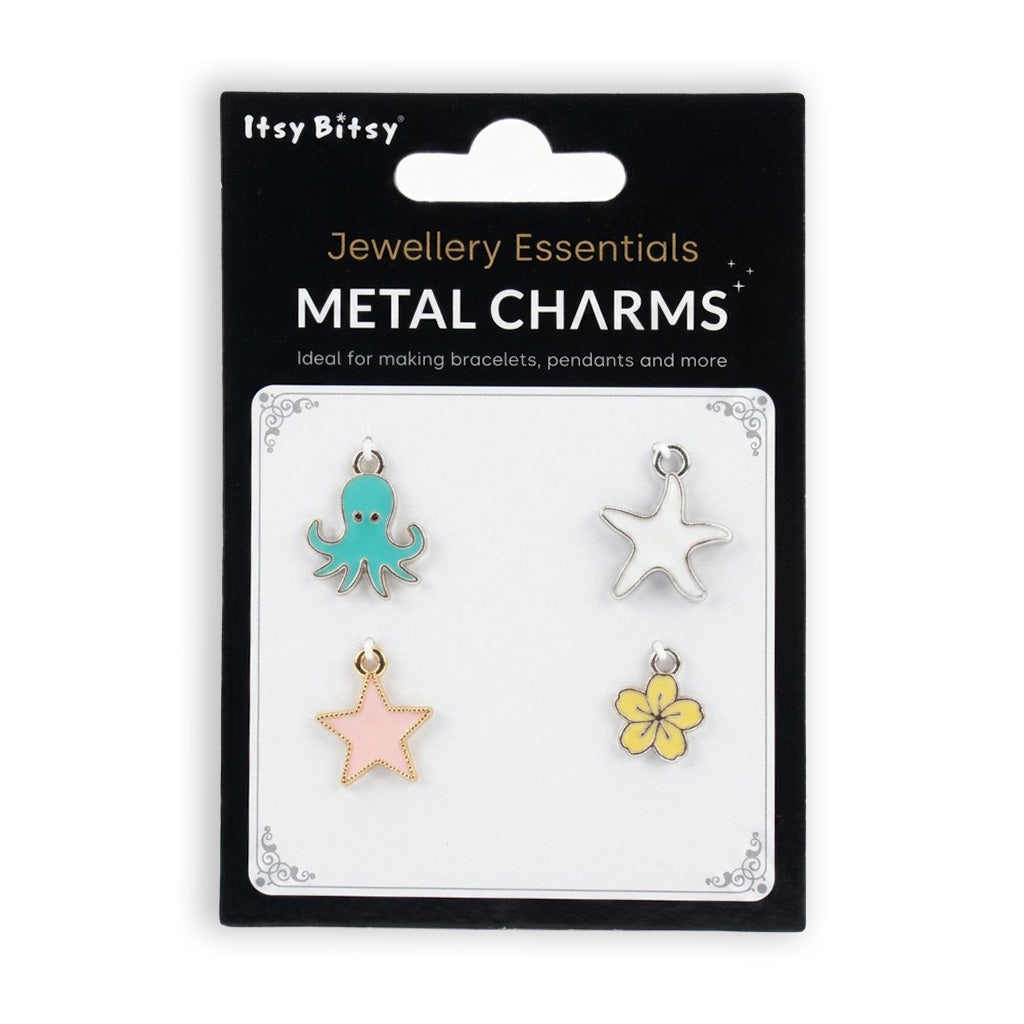 Enamel Metal Charms Flora Star 4pc