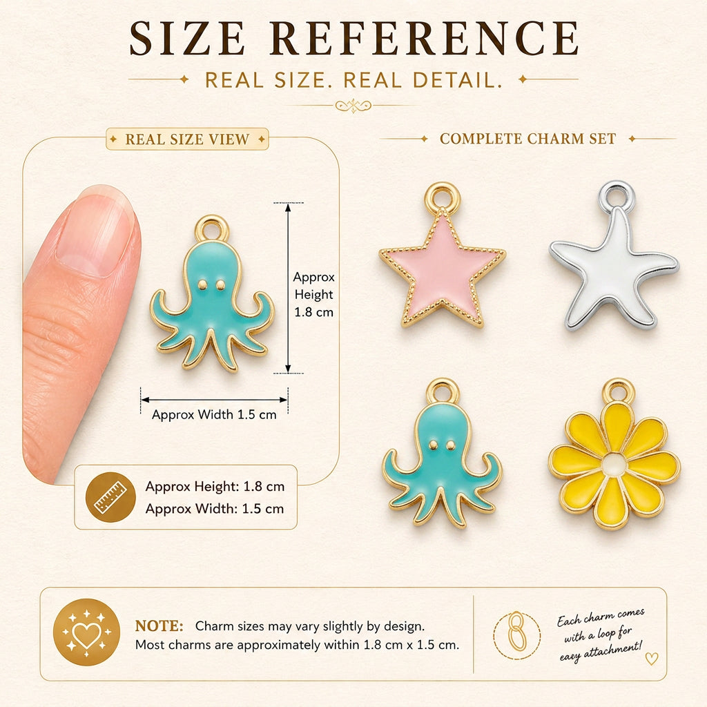 Enamel Metal Charms Flora Star 4pc