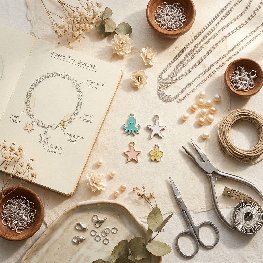Enamel Metal Charms Flora Star 4pc