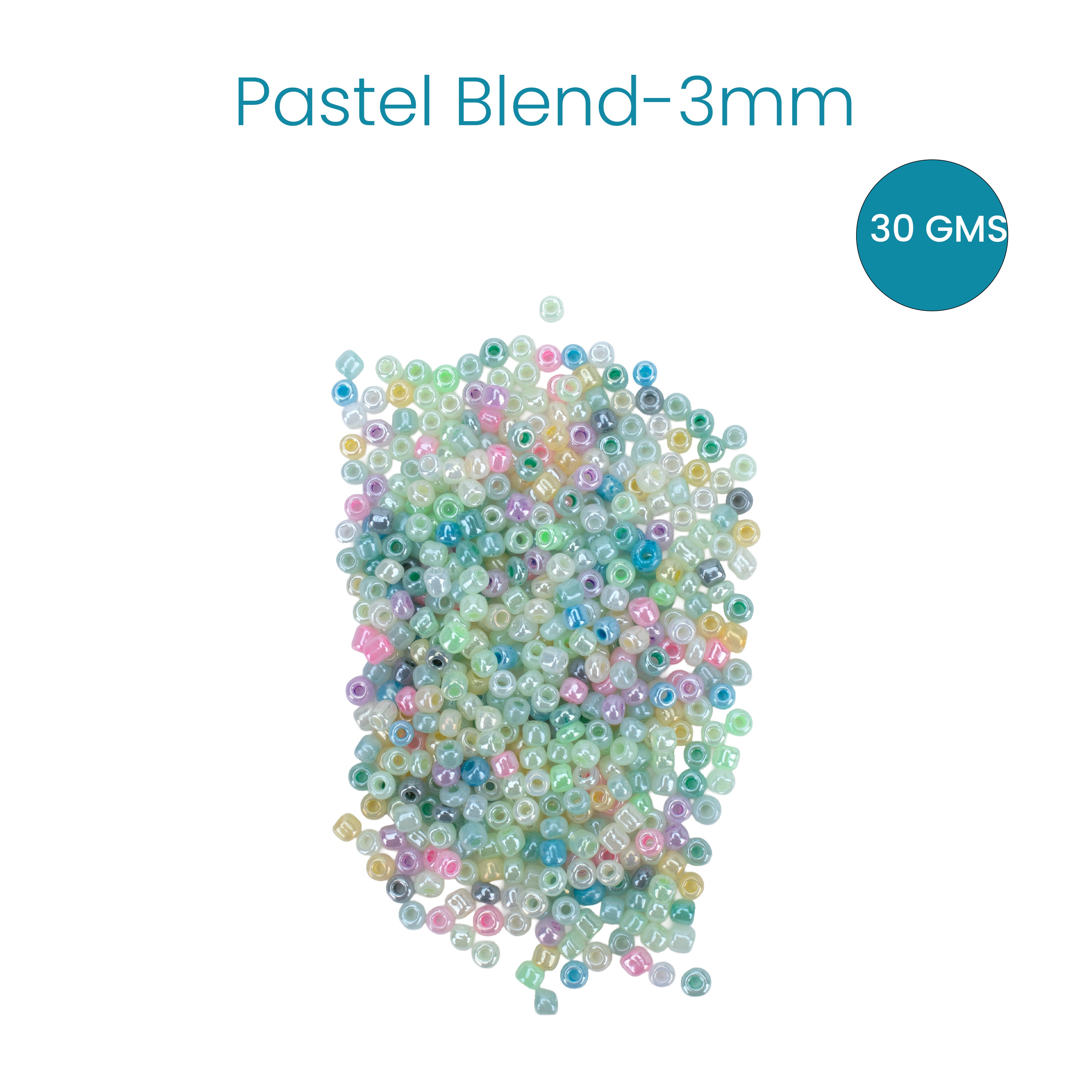 Seed Beads Assorted Pastel Blend 2mm 30gm PBHC IB